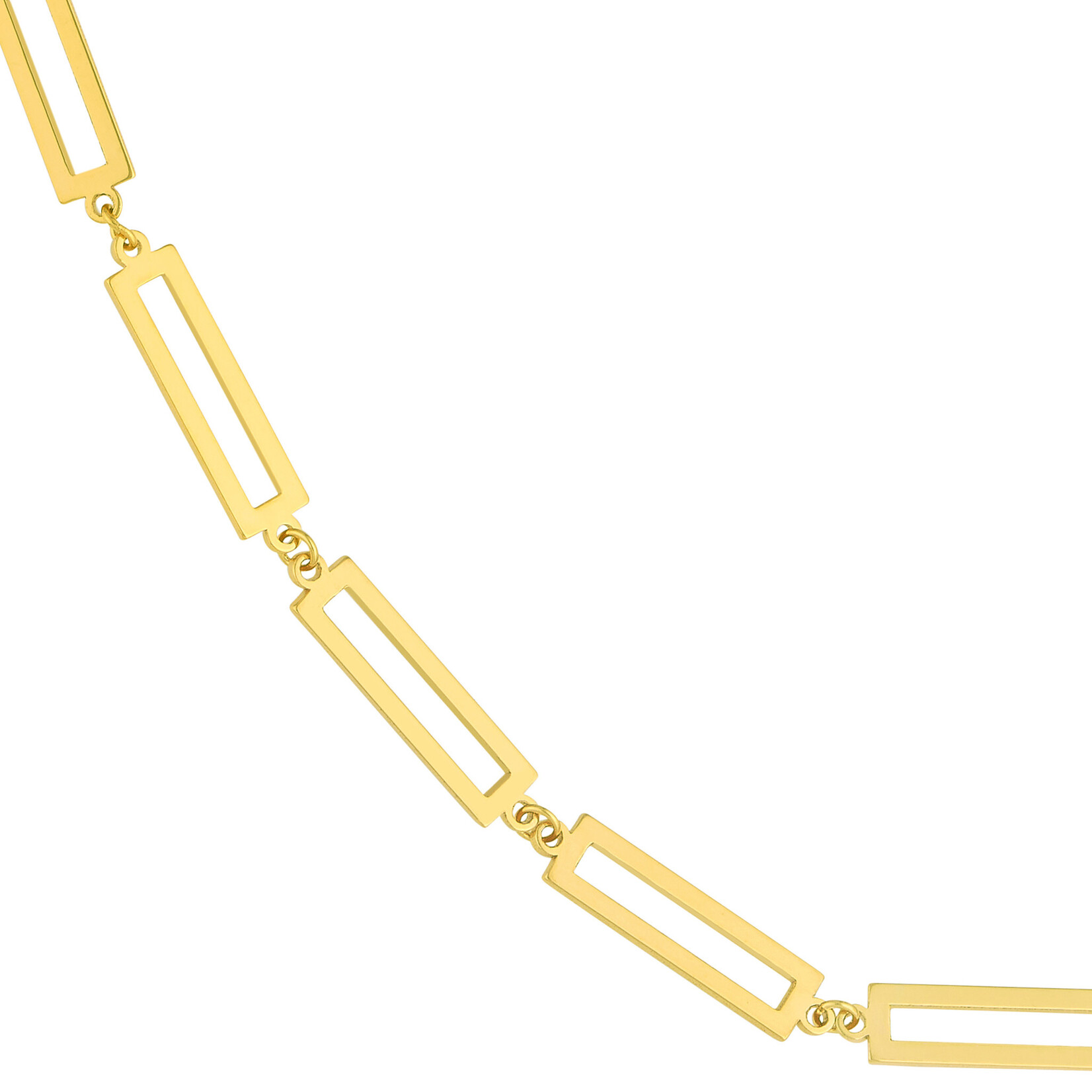 Mckay Diamonds 14K Yellow Gold Rectangle Link Station Necklace, 18-Inch Length