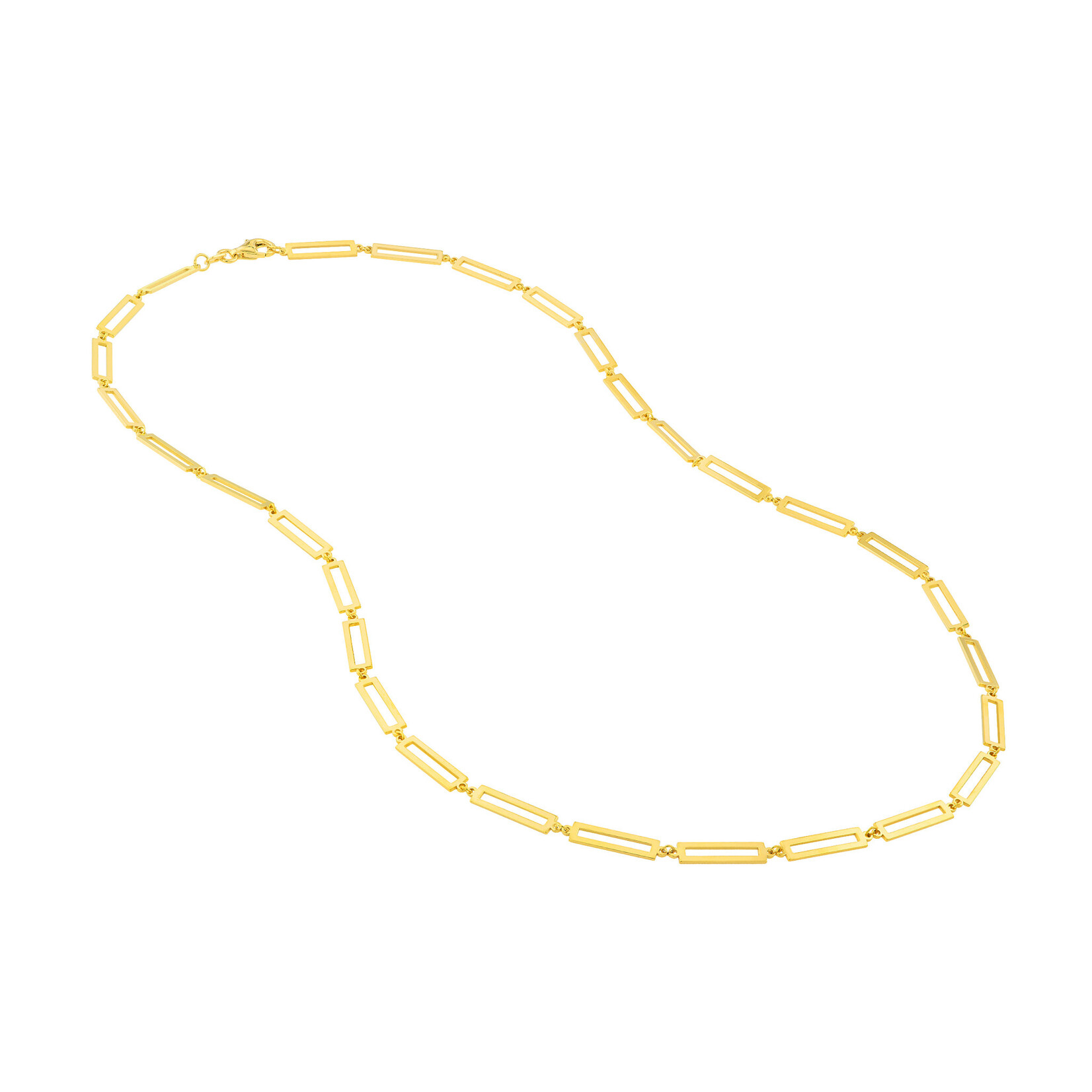 Mckay Diamonds 14K Yellow Gold Rectangle Link Station Necklace, 18-Inch Length