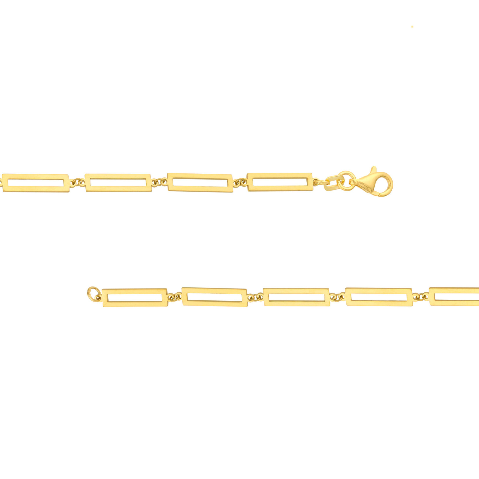 Mckay Diamonds 14K Yellow Gold Rectangle Link Station Necklace, 18-Inch Length