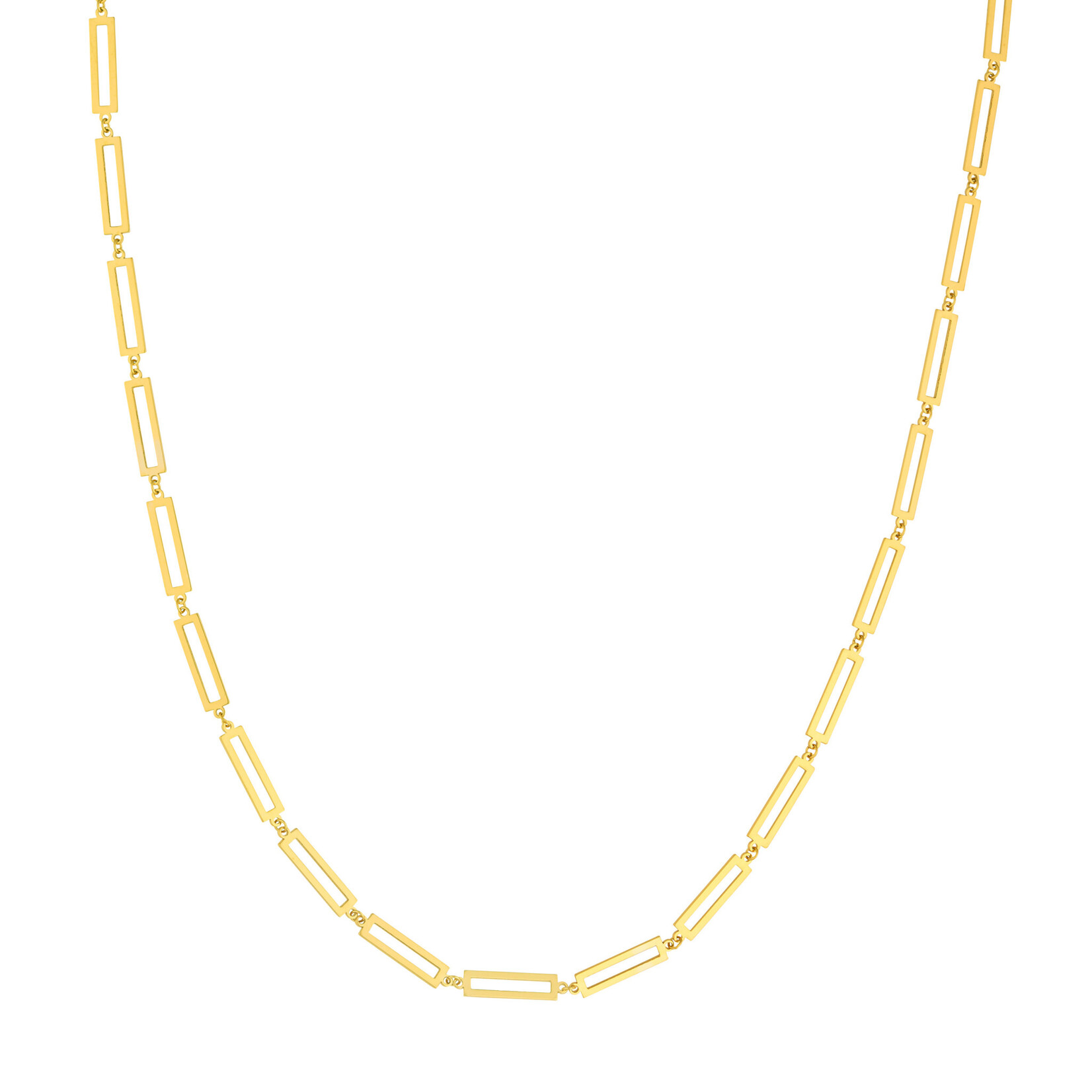 Mckay Diamonds 14K Yellow Gold Rectangle Link Station Necklace, 18-Inch Length