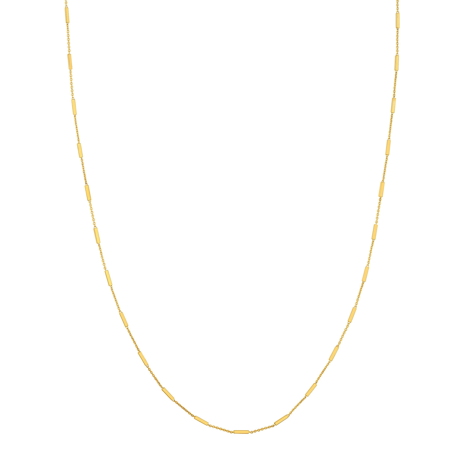 Mckay Diamonds 14K Yellow Gold Bar Station Cable Chain Necklace, 20-Inch Length