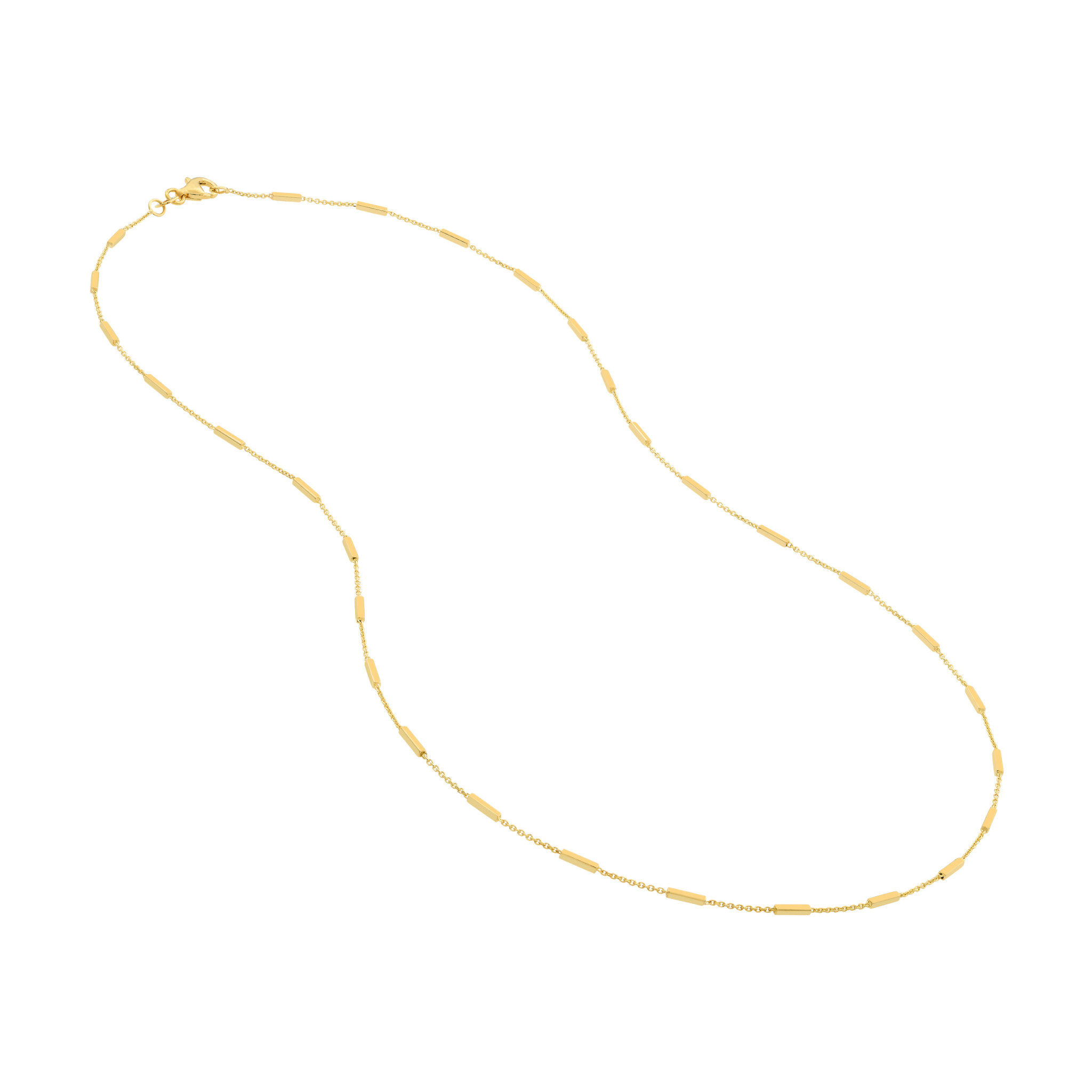 14K Yellow Gold Bar Station Cable Chain Necklace