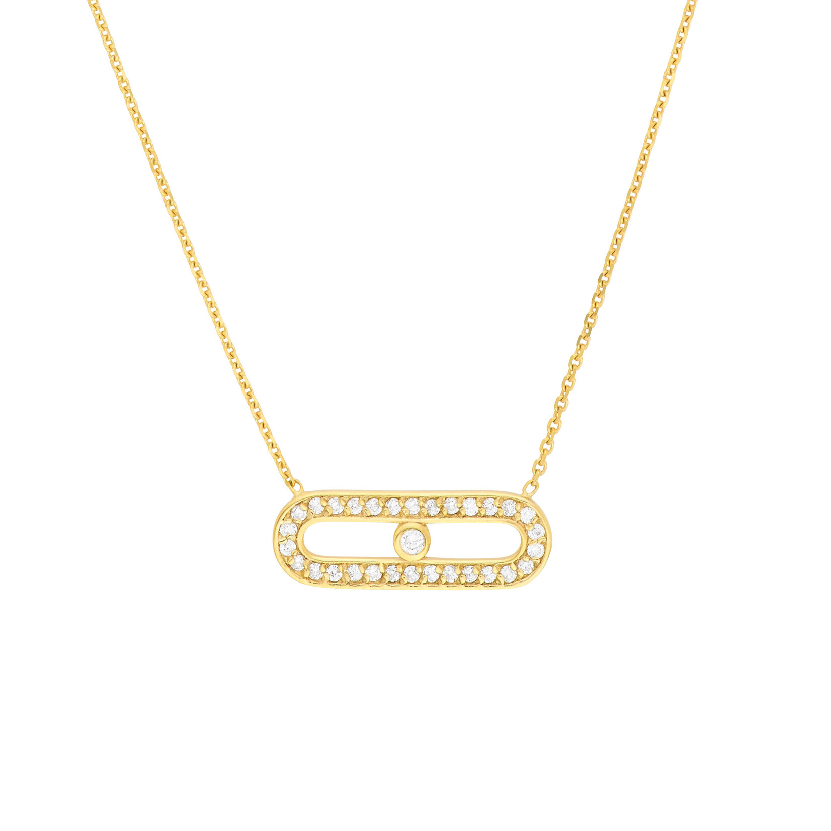 Mckay Diamonds 14K Yellow Gold Paperclip Necklace with Diamond Accents