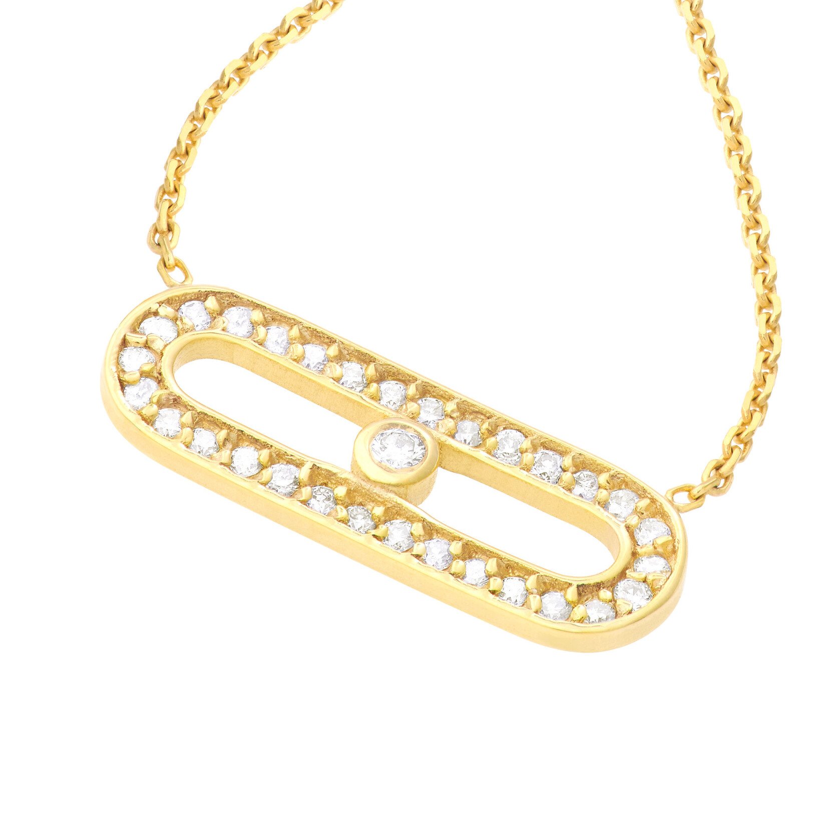 Mckay Diamonds 14K Yellow Gold Paperclip Necklace with Diamond Accents