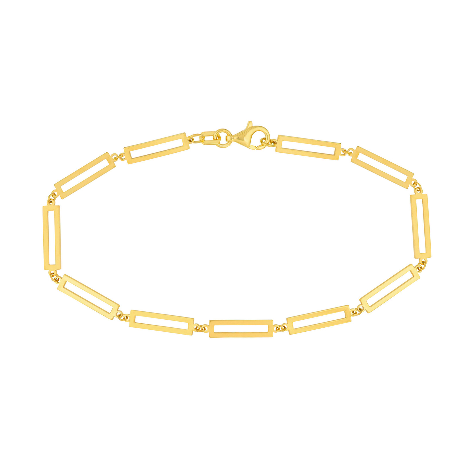 Mckay Diamonds 14K Yellow Gold Rectangle Link Station Bracelet, 7-Inch Length