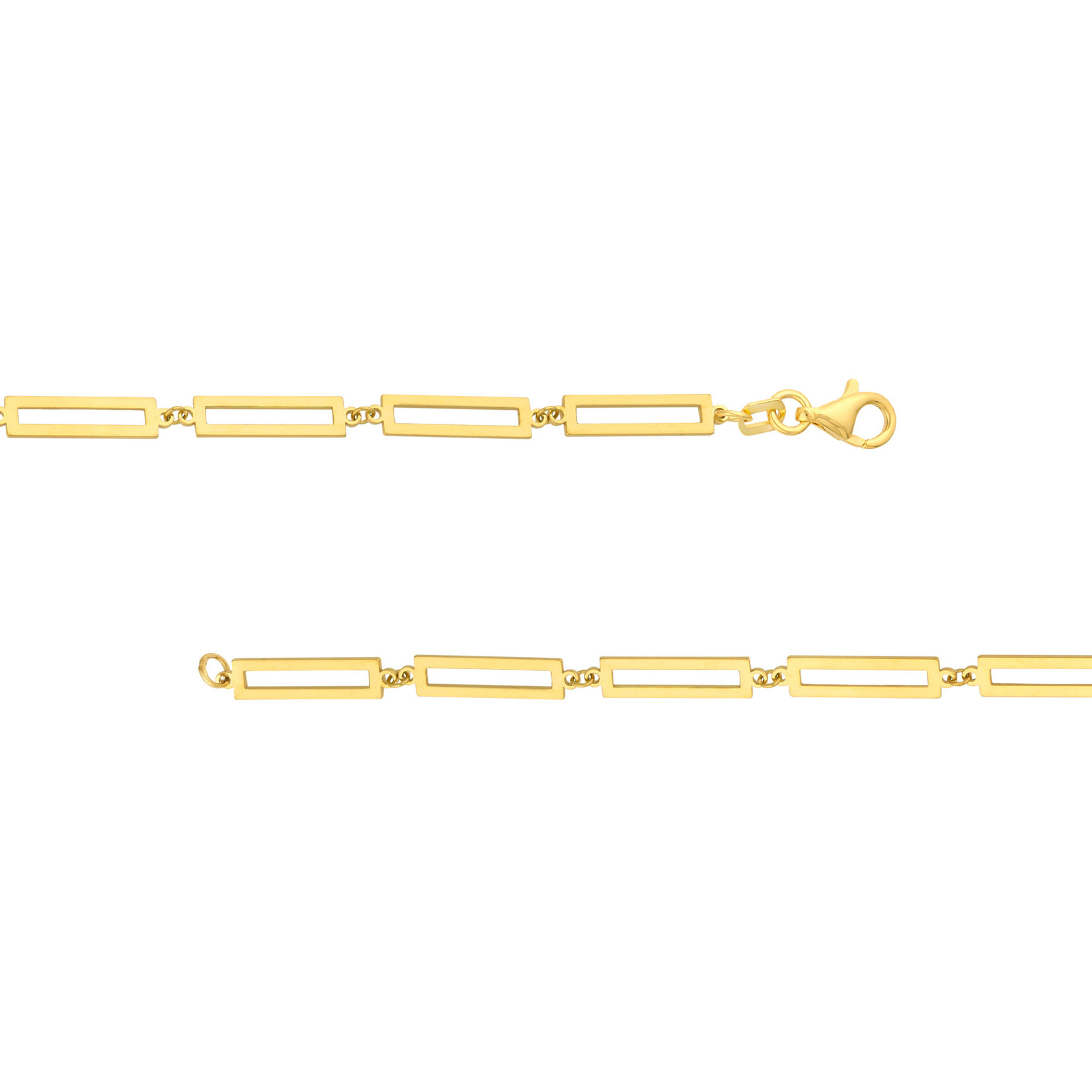 Mckay Diamonds 14K Yellow Gold Rectangle Link Station Bracelet, 7-Inch Length