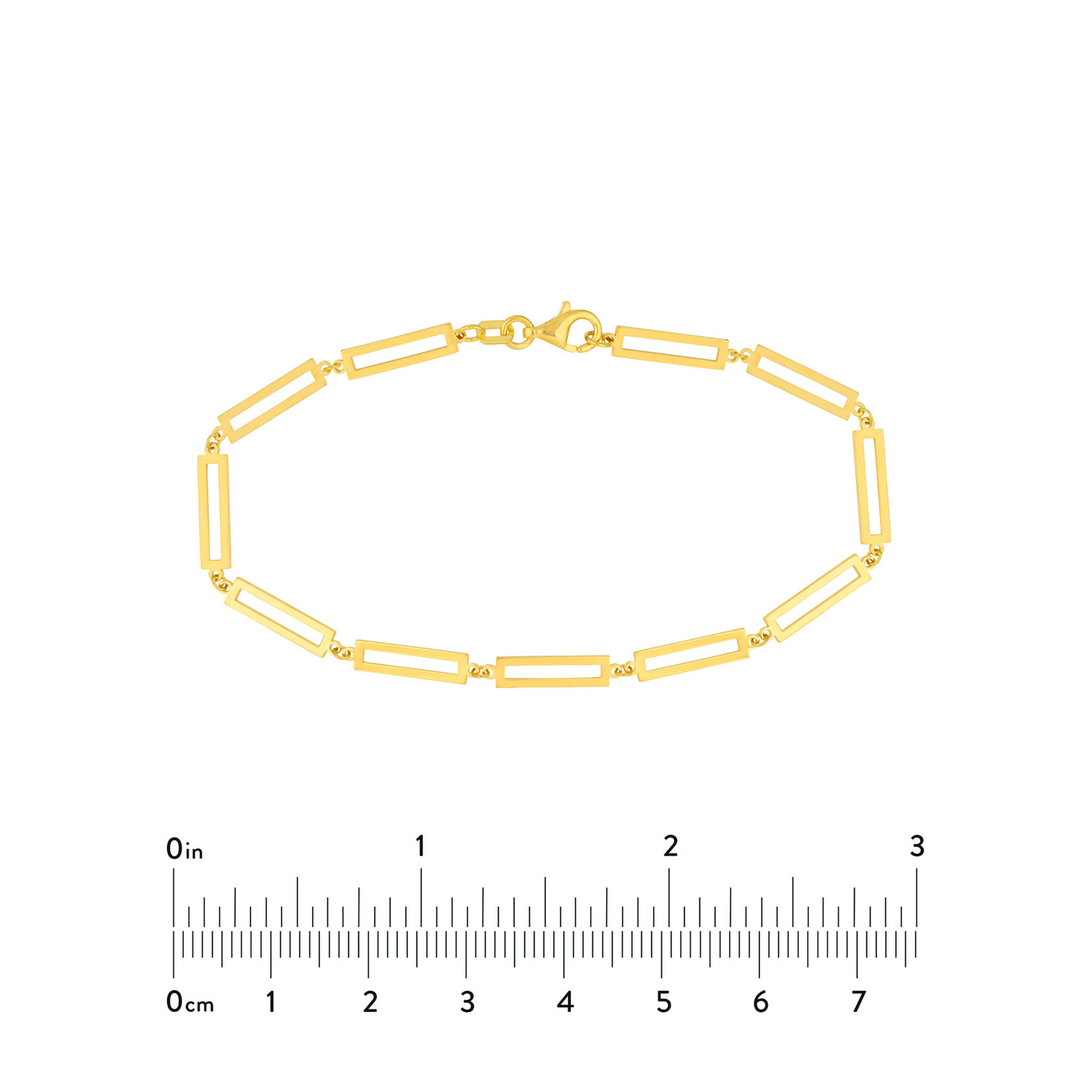 Mckay Diamonds 14K Yellow Gold Rectangle Link Station Bracelet, 7-Inch Length