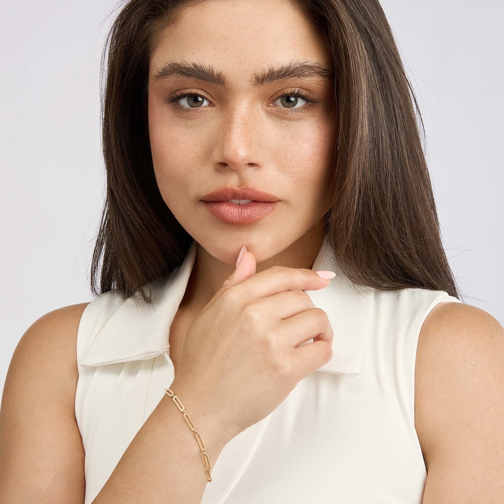 Mckay Diamonds 14K Yellow Gold Rectangle Link Station Bracelet, 7-Inch Length