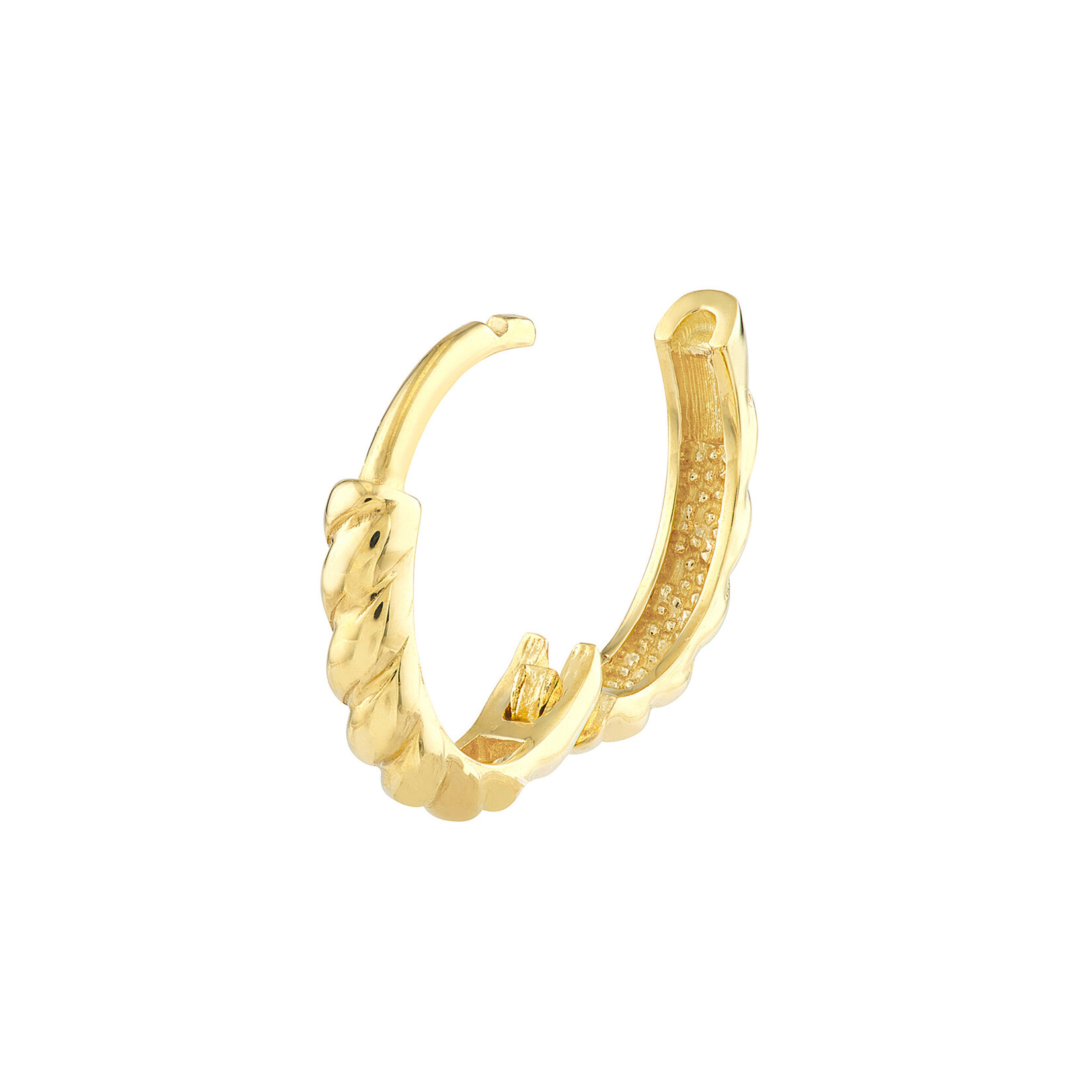 Mckay Diamonds 14K Yellow Gold Ribbed Polished Hoop Earrings, 13mm x 2.5mm