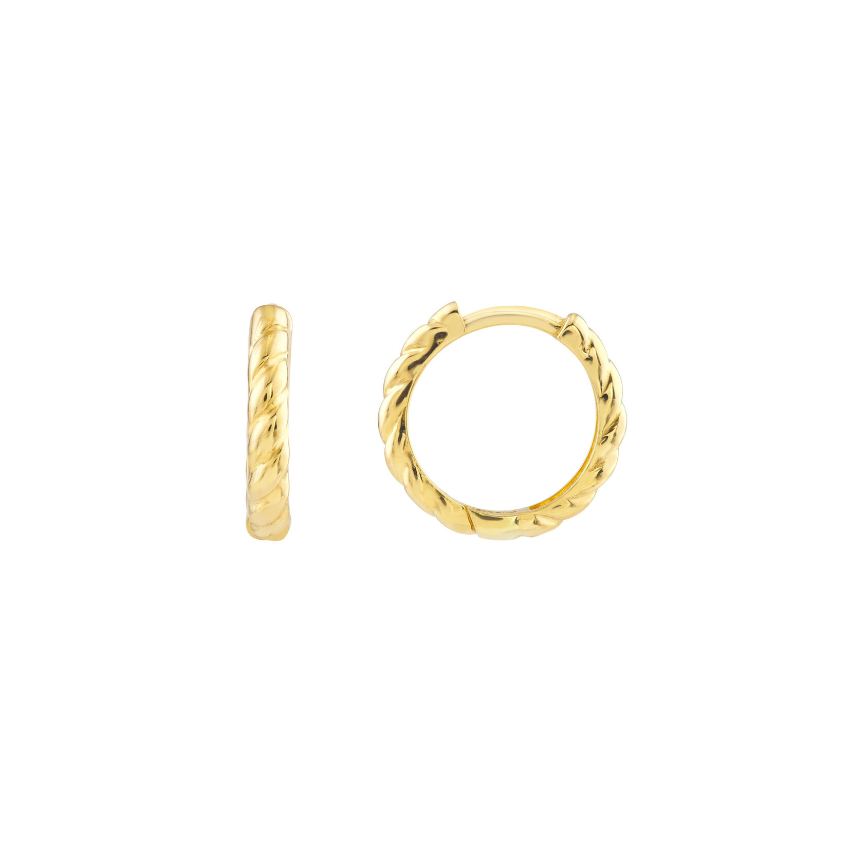 Mckay Diamonds 14K Yellow Gold Ribbed Polished Hoop Earrings, 13mm x 2.5mm