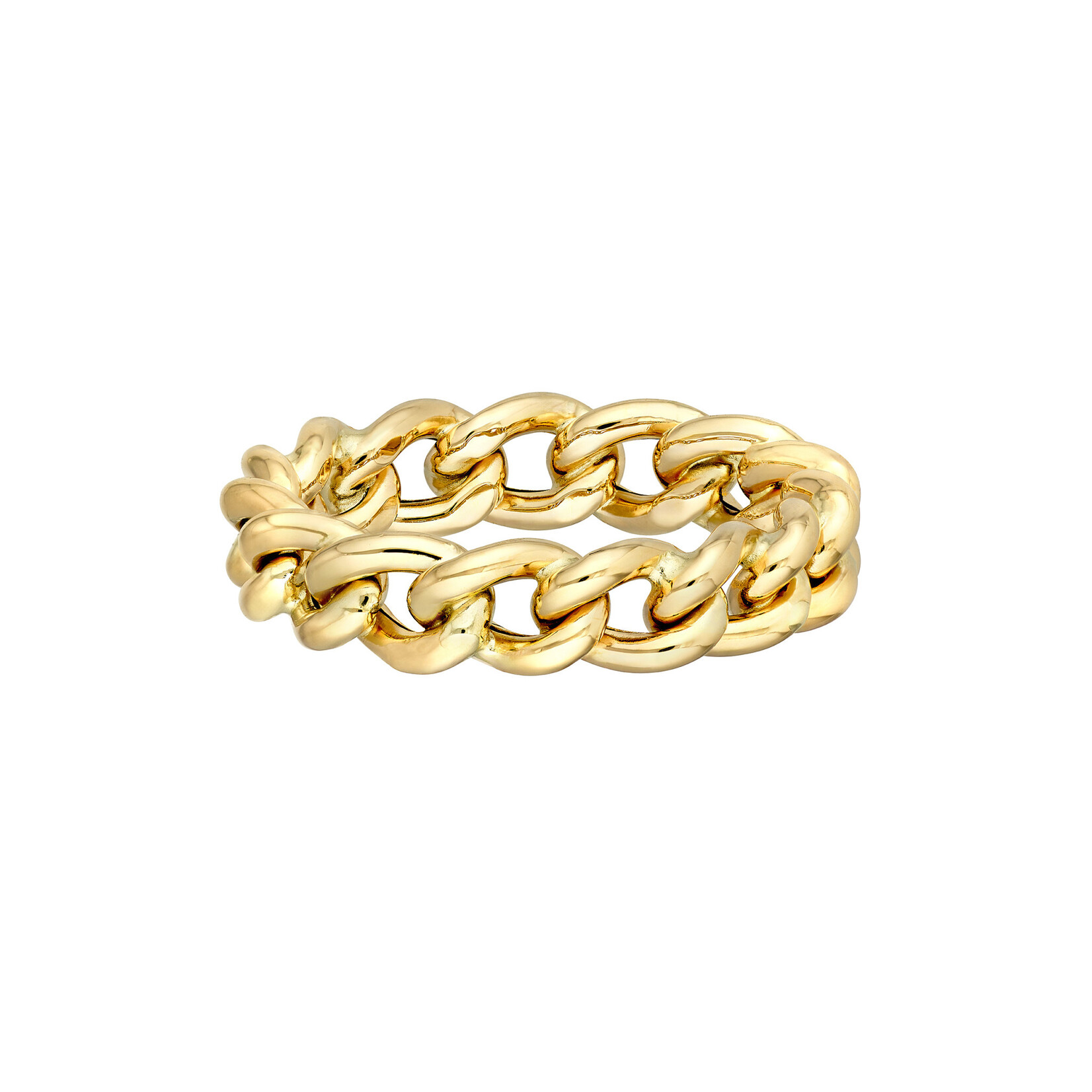 Mckay Diamonds 14K Yellow Gold Lightweight Open Curb Chain Ring, 5mm Wide, Size 6