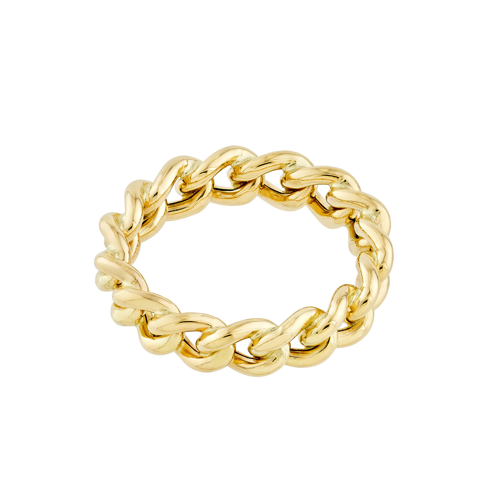 Mckay Diamonds 14K Yellow Gold Lightweight Open Curb Chain Ring, 5mm Wide, Size 6