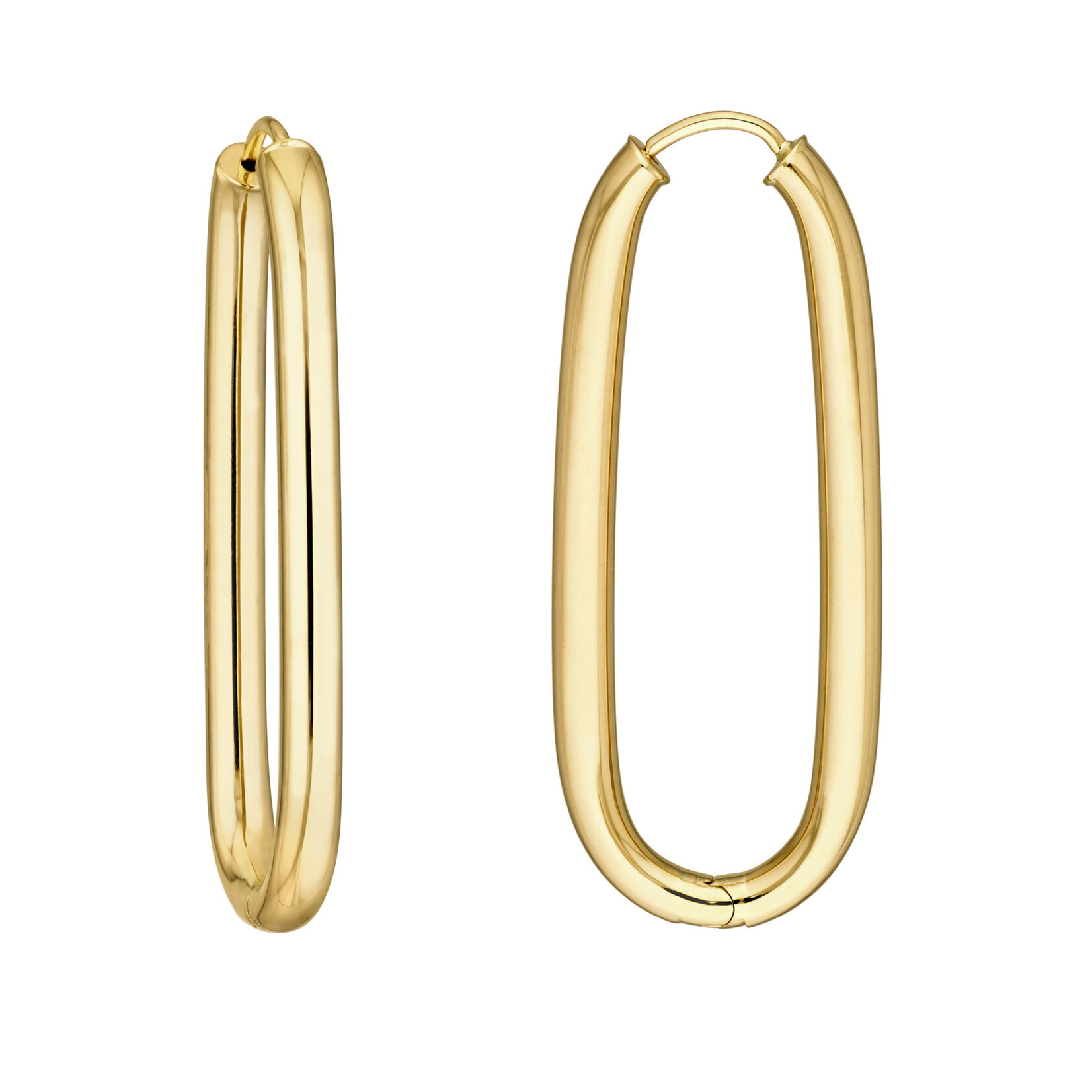 Mckay Diamonds 14K Yellow Gold Oval Hoop Earrings with Hinge Closure