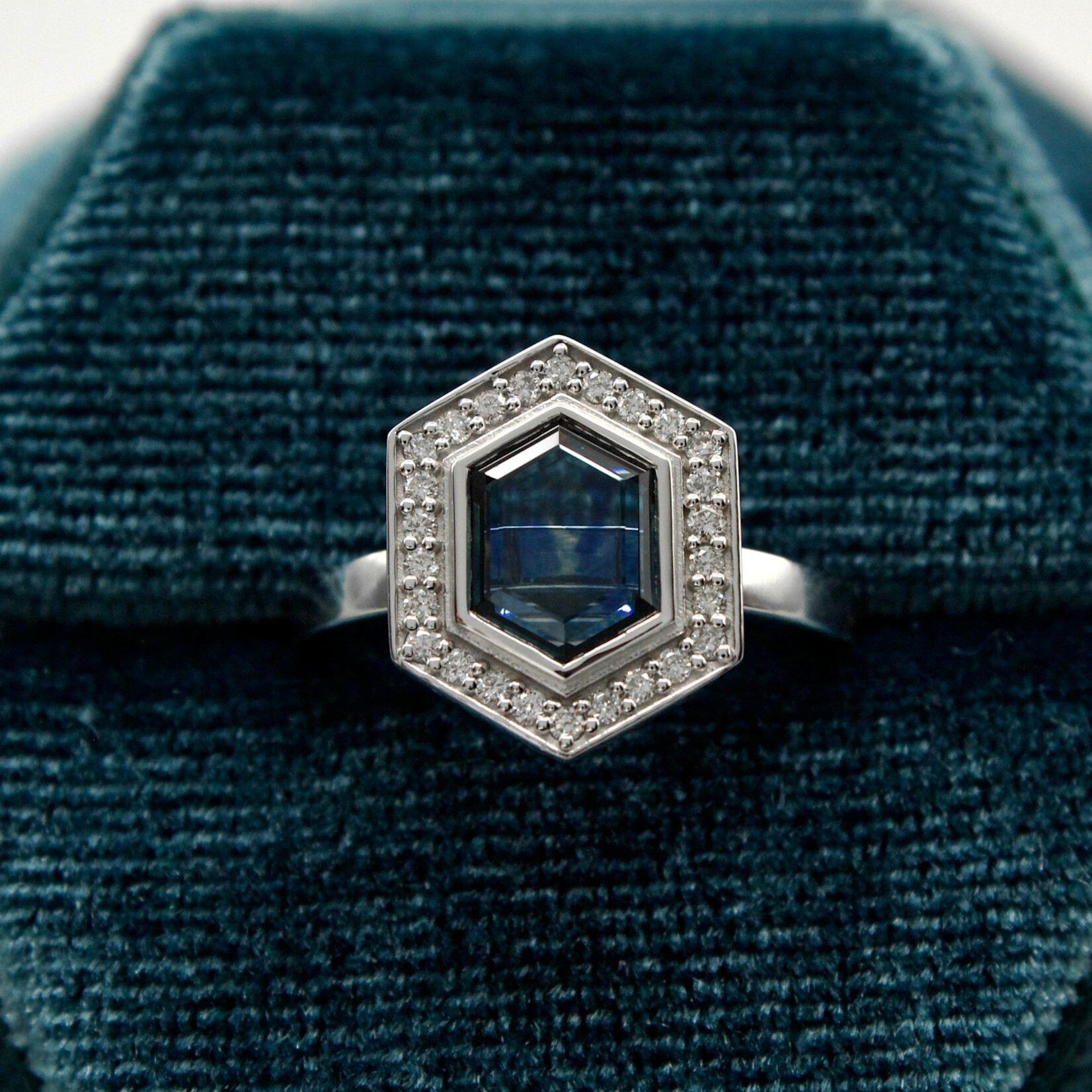 Mckay Diamonds Blue Montana Sapphire Vintage Halo with Diamond Accents Ring