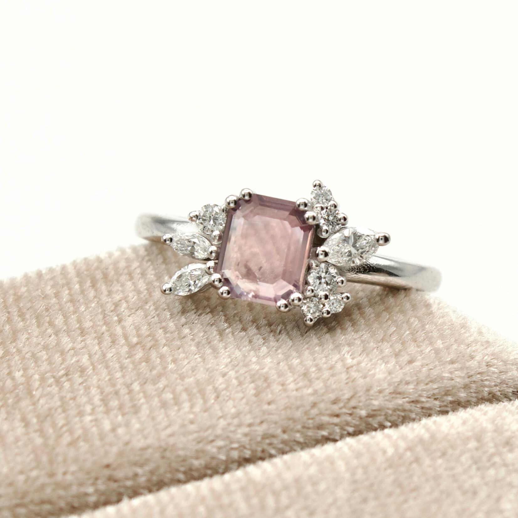 Mckay Diamonds Purple Sapphire Ring with Mixed-Shape Diamond Accents in 14K White Gold