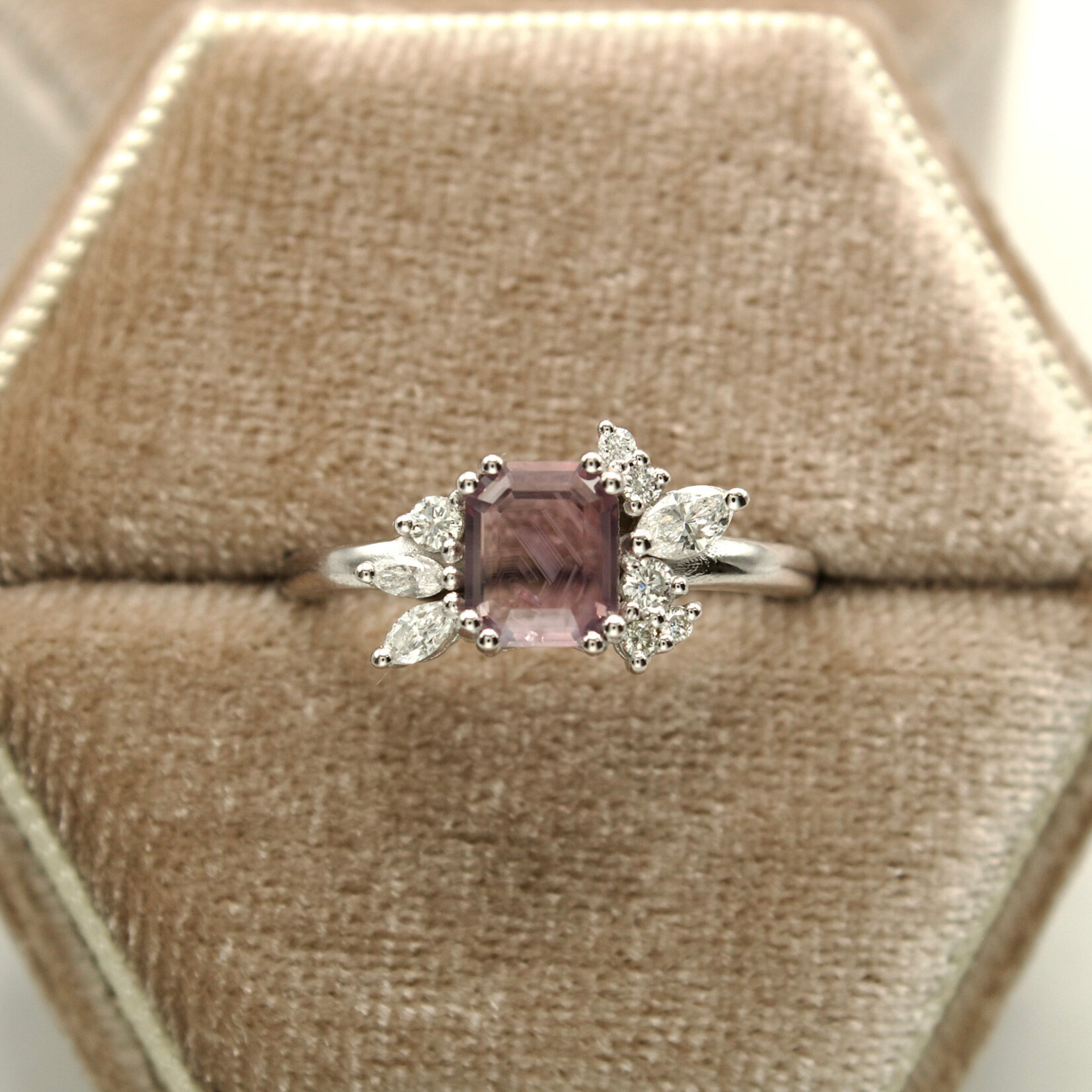 Mckay Diamonds Purple Sapphire Ring with Mixed-Shape Diamond Accents in 14K White Gold