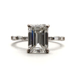 Mckay Diamonds Lab-Grown Emerald Cut Diamond Hidden Halo Ring with Baguette Band