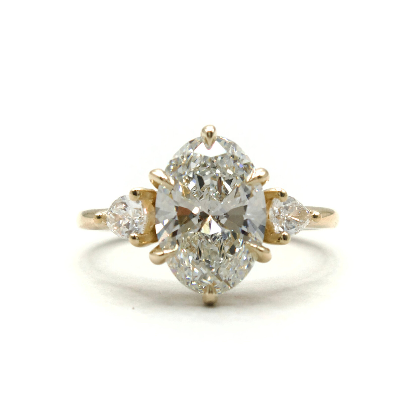 Mckay Diamonds LG Oval with Pear Side StonesLab-Grown Oval Diamond Ring with Pear Side Stones