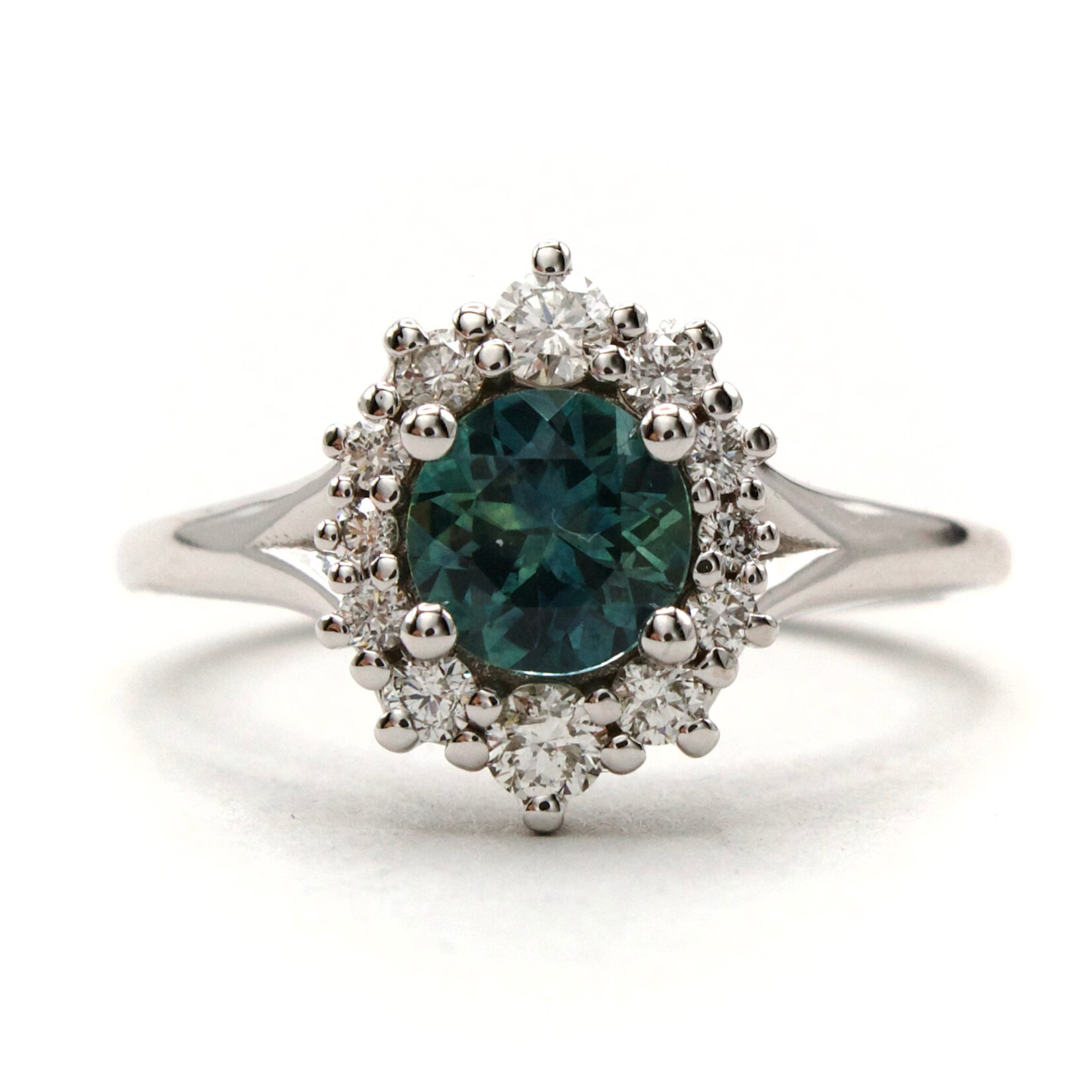 Mckay Diamonds Montana Blue Sapphire Halo Diamond Ring