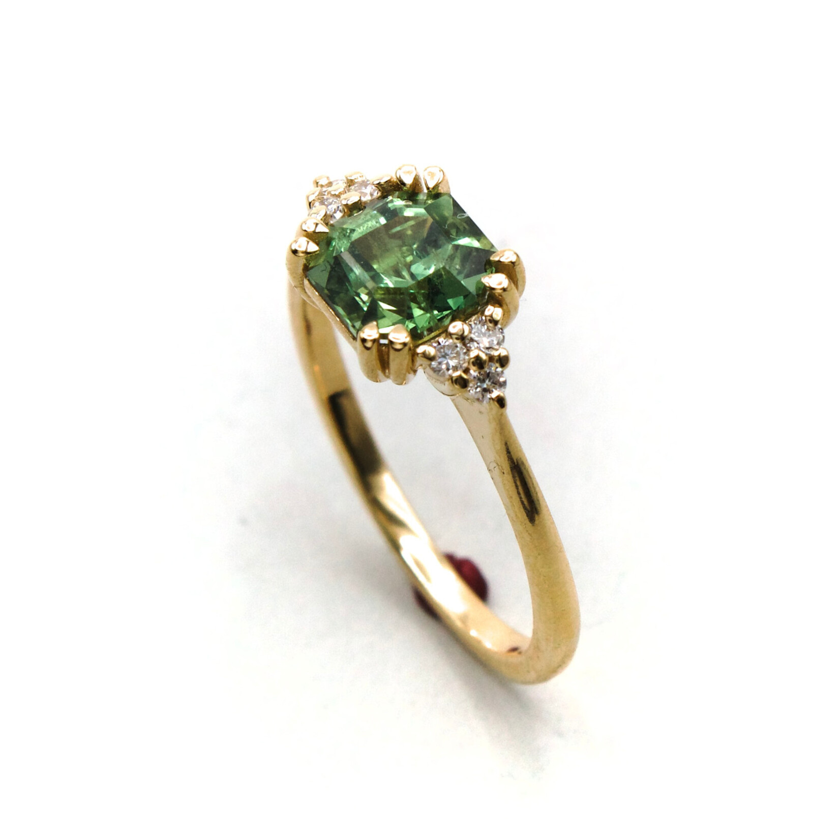 Mckay Diamonds Step-Cut Green Sapphire Ring with Diamond Accents
