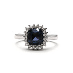 Mckay Diamonds Cushion-Cut Violet Sapphire and Diamond Halo Ring