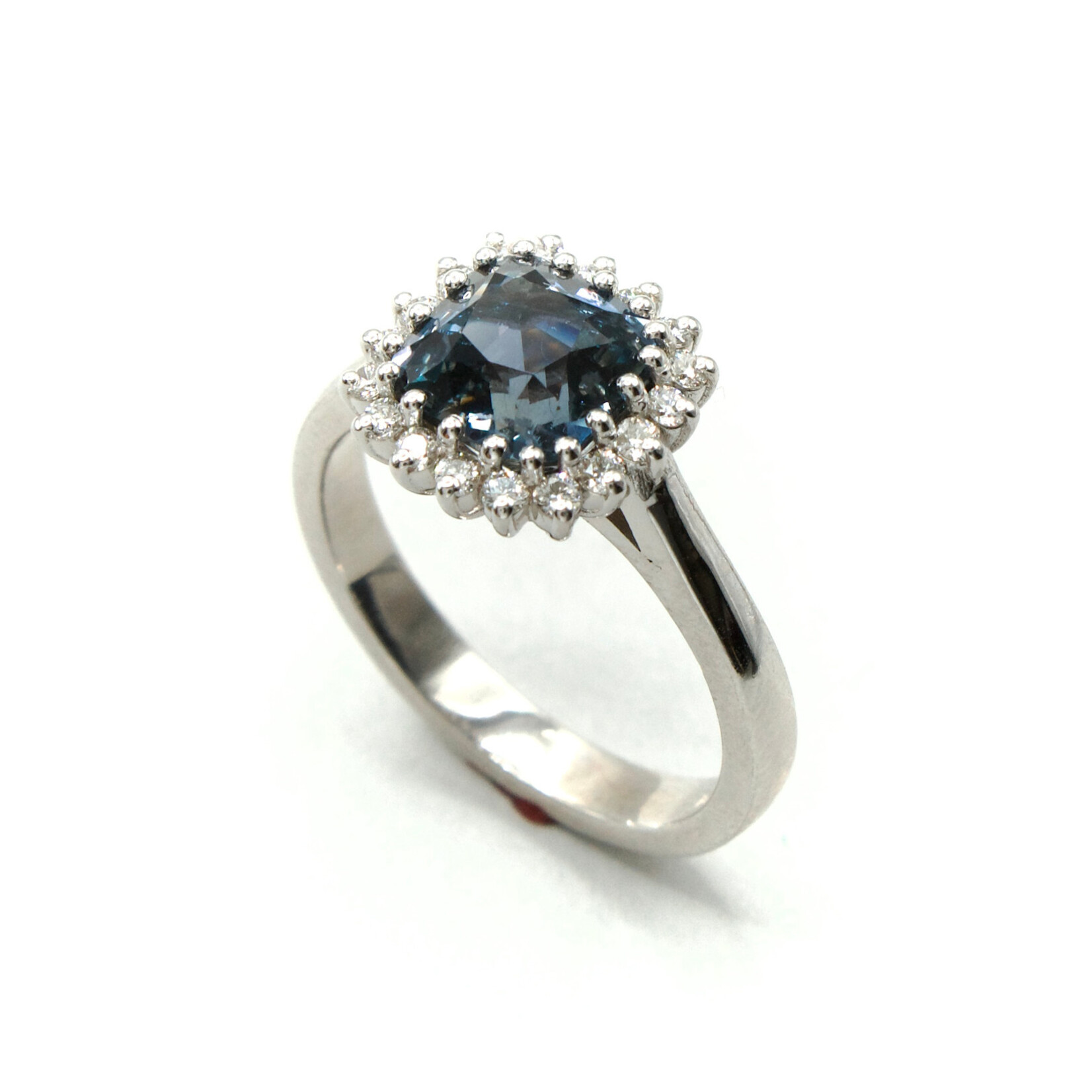 Mckay Diamonds Cushion-Cut Violet Sapphire and Diamond Halo Ring