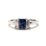 Mckay Diamonds Sapphire and Diamond Baguette Three-Stone Ring
