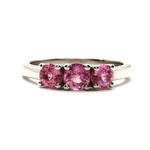 Mckay Diamonds Round Three-Stone Pink Sapphire Ring