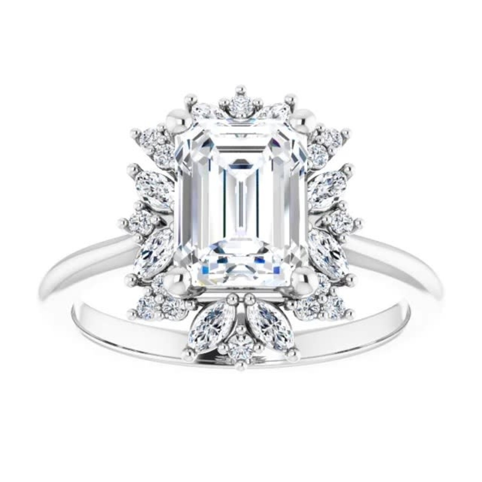 Ever & Ever Emerald Cut with Marquise & Round Halo