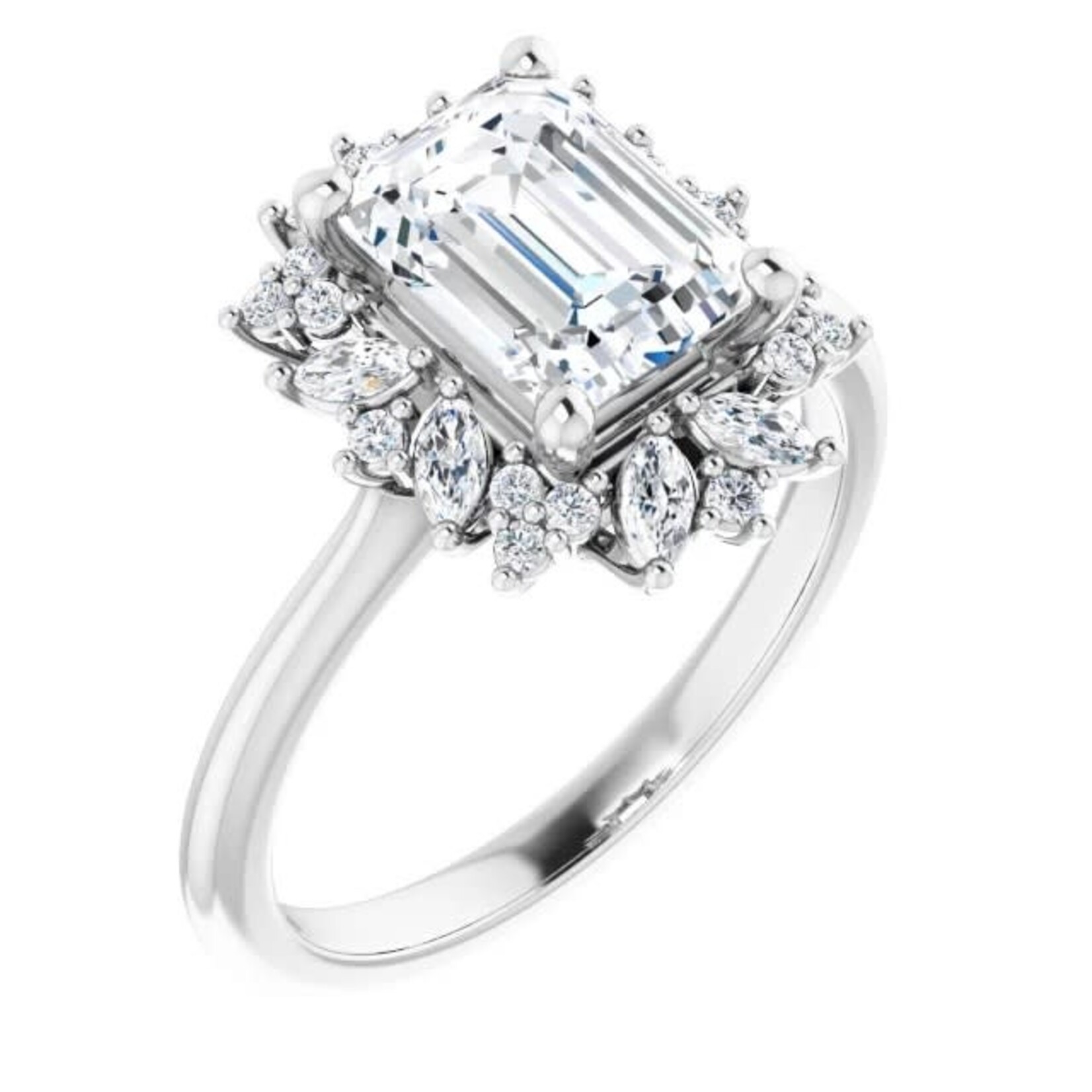 Ever & Ever Emerald Cut with Marquise & Round Halo