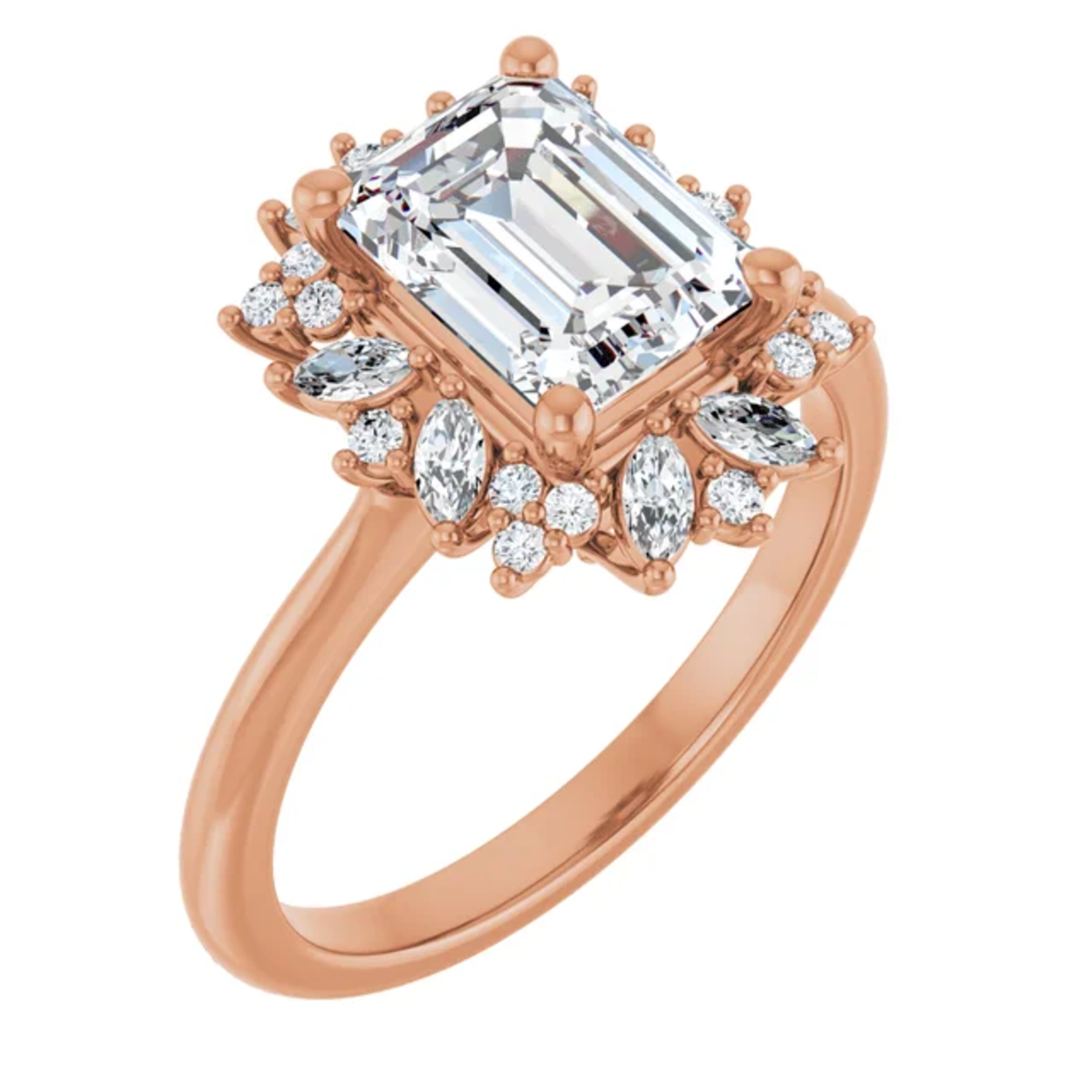 Ever & Ever Emerald Cut with Marquise & Round Halo