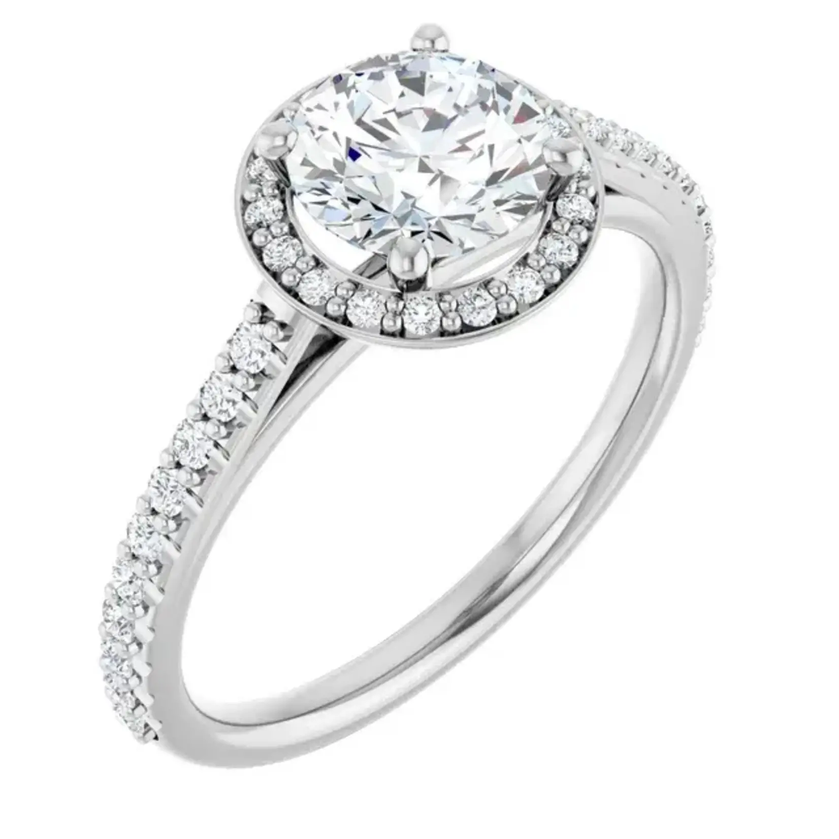 Ever & Ever Round Thin Halo and Diamonds Shoulders