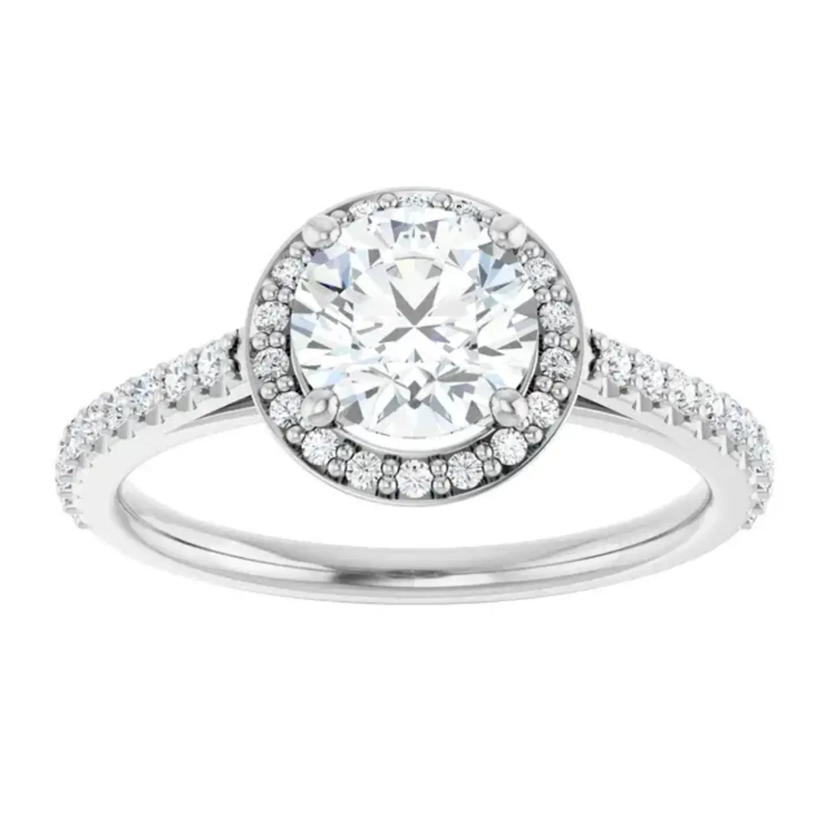 Ever & Ever Round Thin Halo and Diamonds Shoulders