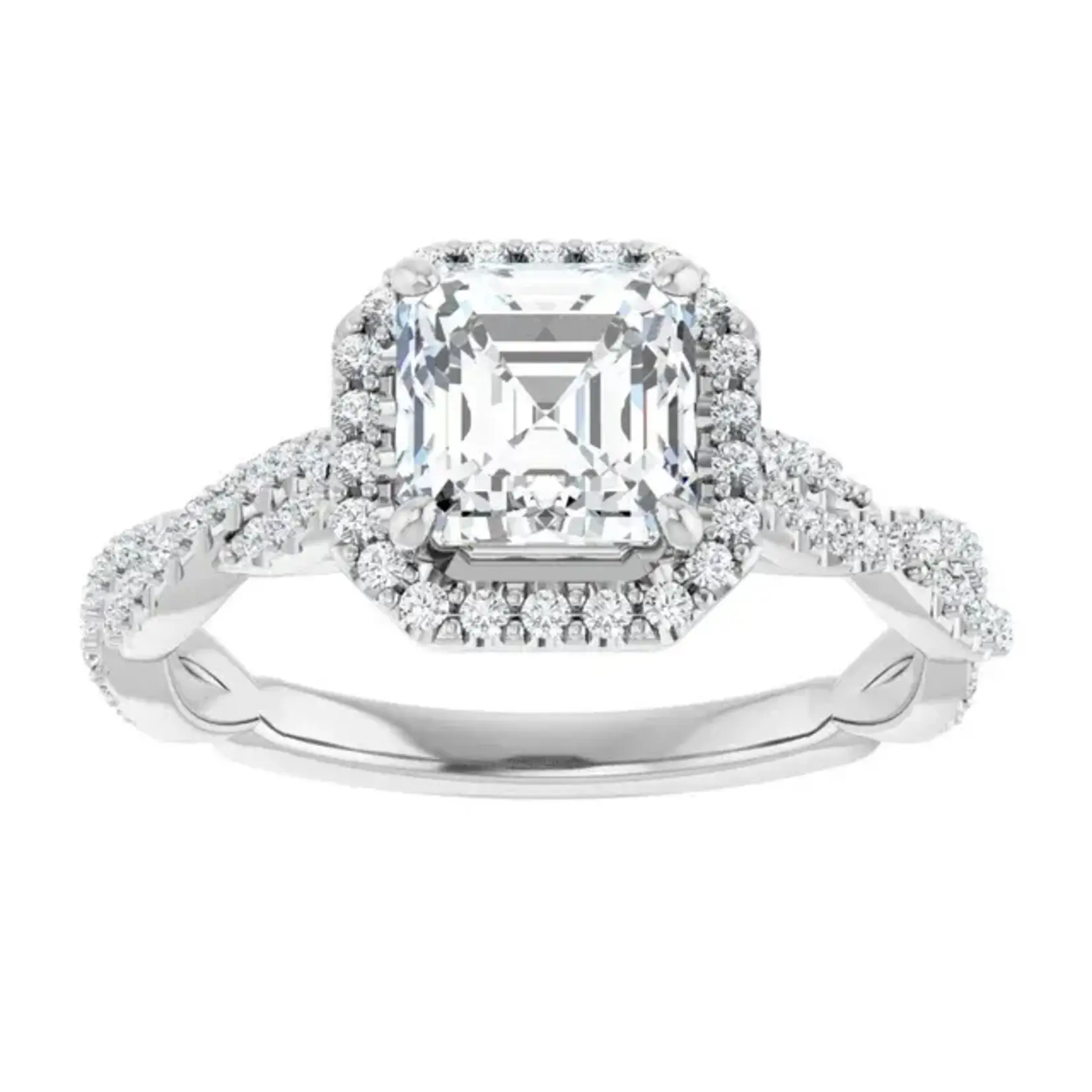 Ever & Ever Asscher Cut Halo and Twisted Band
