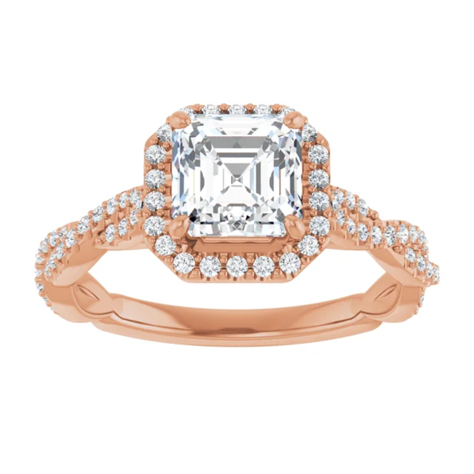 Ever & Ever Asscher Cut Halo and Twisted Band