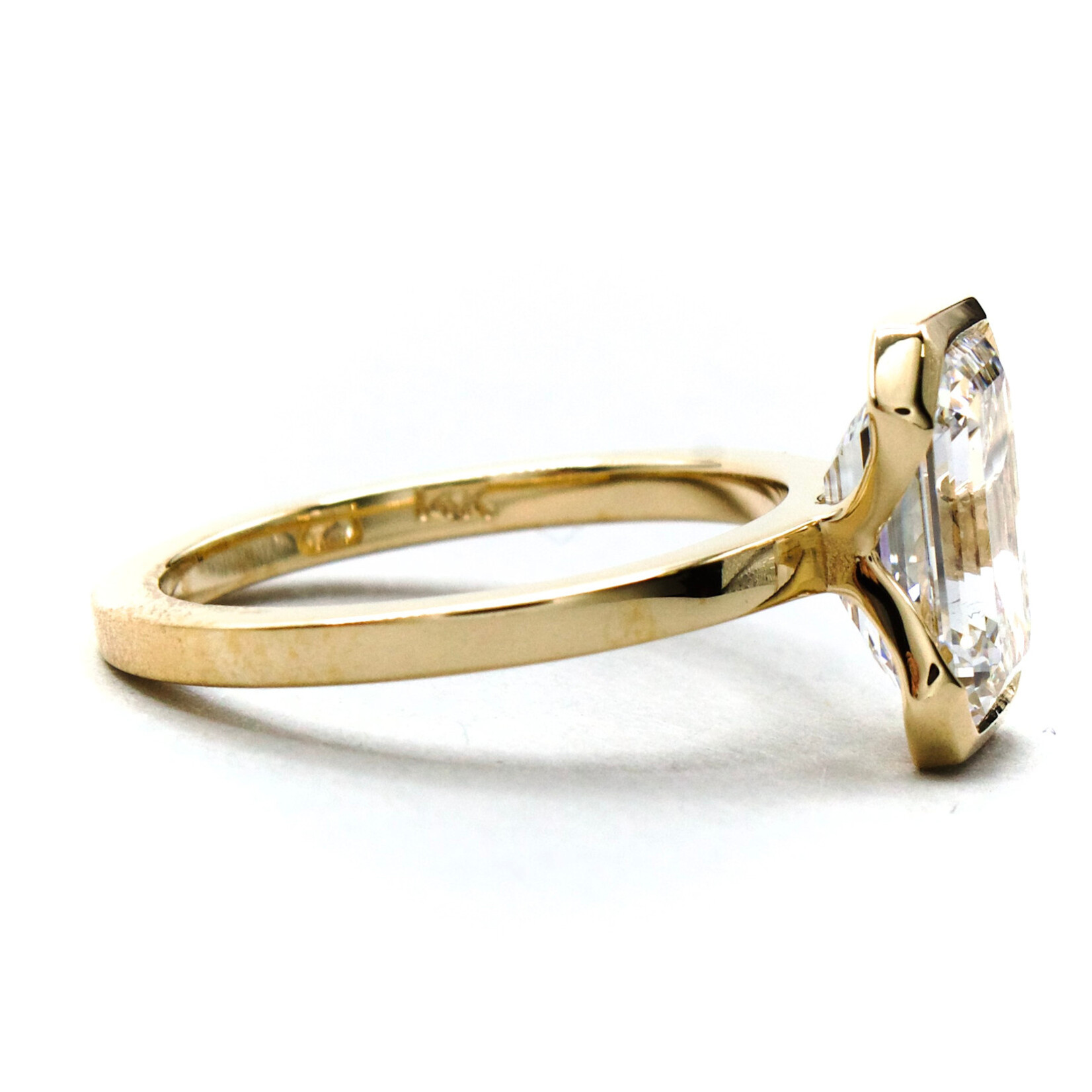 Mckay Diamonds LG Emerald Cut Half Bezel Solitaire Diamond Ring
