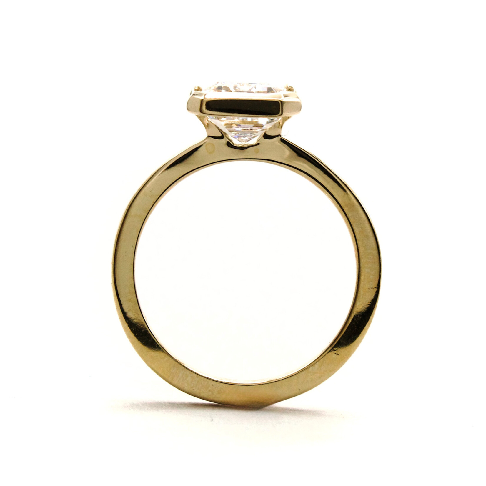 Mckay Diamonds LG Emerald Cut Half Bezel Solitaire Diamond Ring