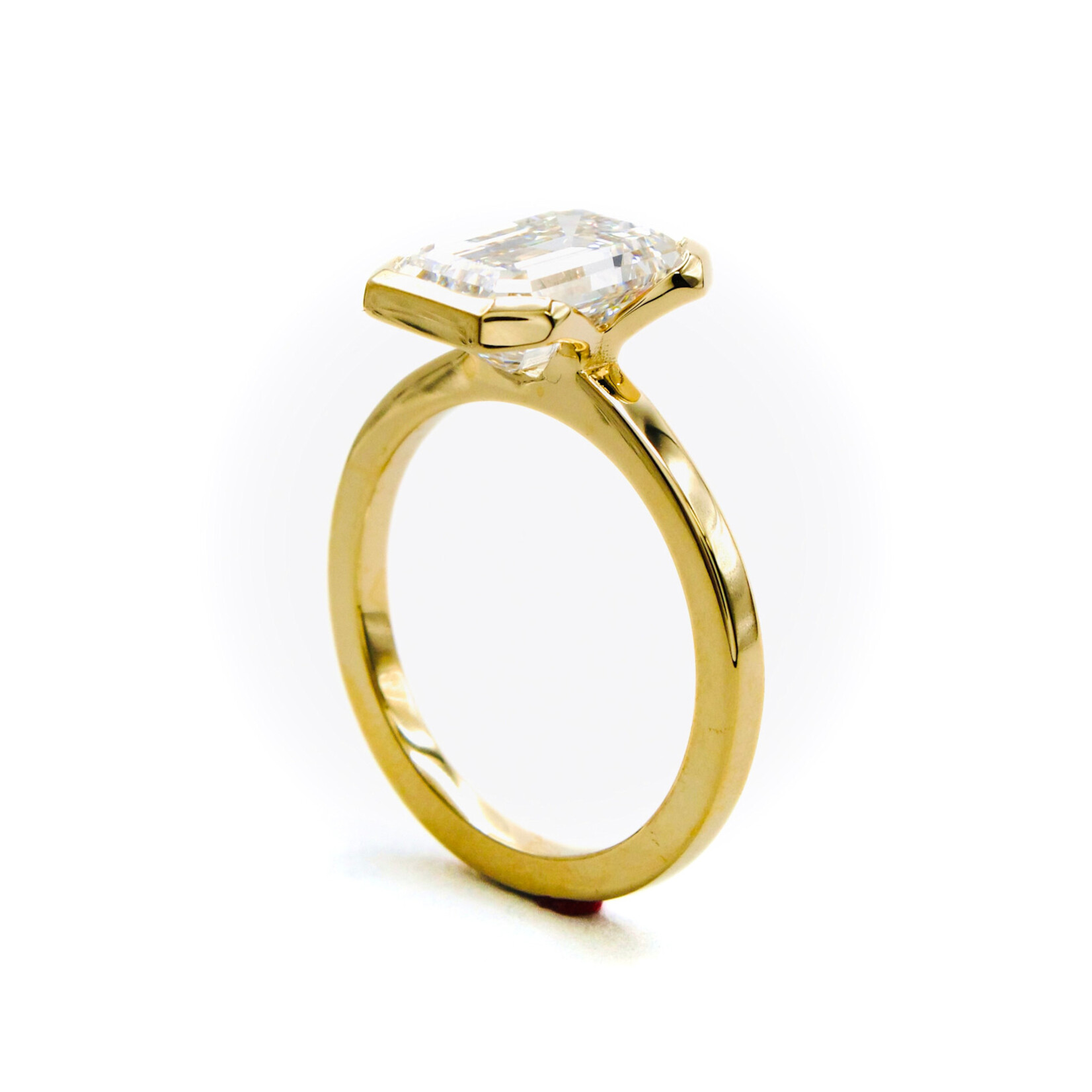 Mckay Diamonds LG Emerald Cut Half Bezel Solitaire Diamond Ring