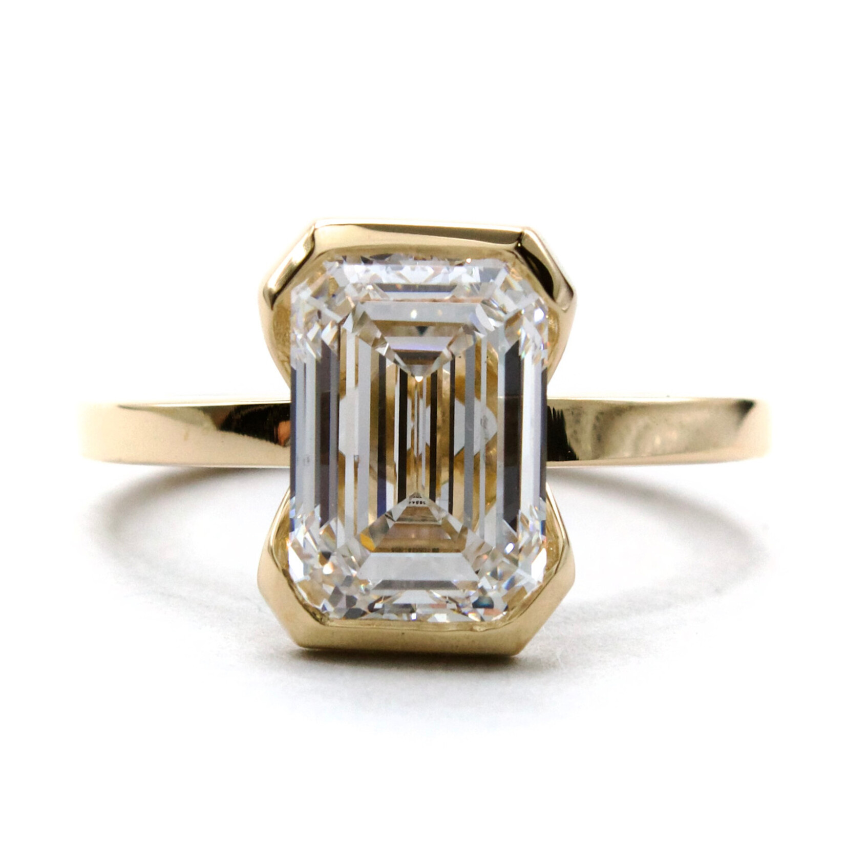 Mckay Diamonds LG Emerald Cut Half Bezel Solitaire Diamond Ring