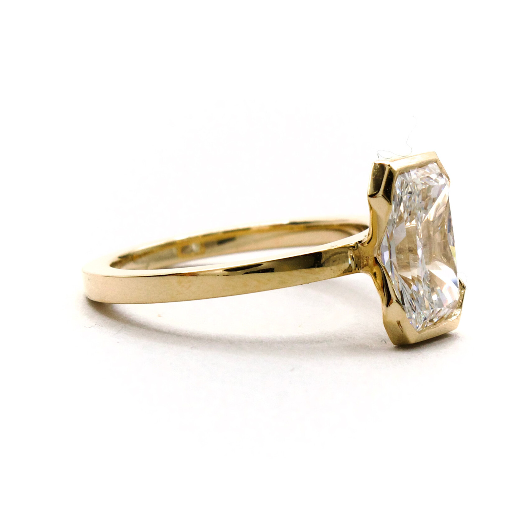 Mckay Diamonds LG Radiant Half Bezel Solitaire Diamond Ring