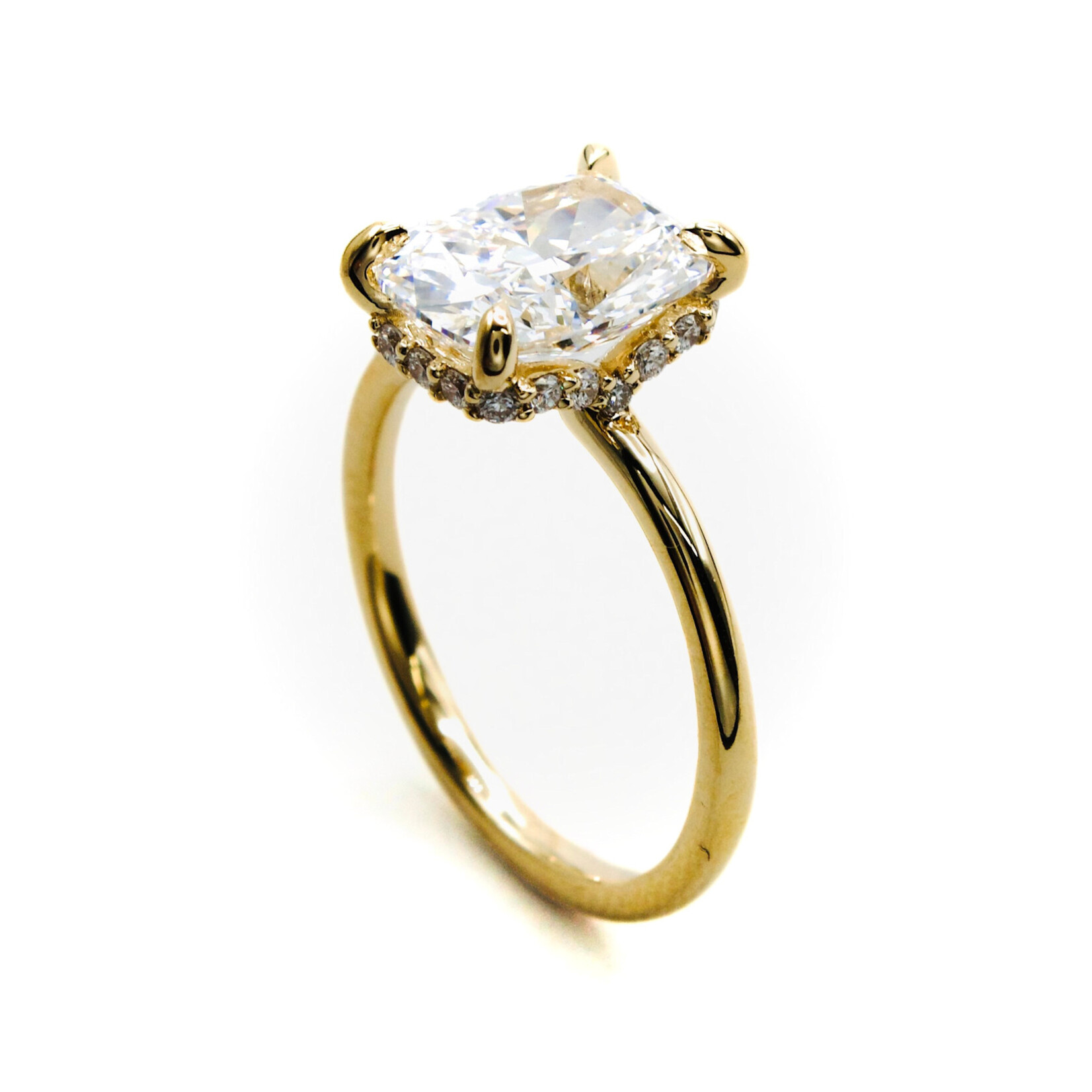 Mckay Diamonds LG Elongated Cushion Hidden Halo Diamond Ring