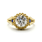Mckay Diamonds Vintage Floral LG Diamond and Sapphire Ring