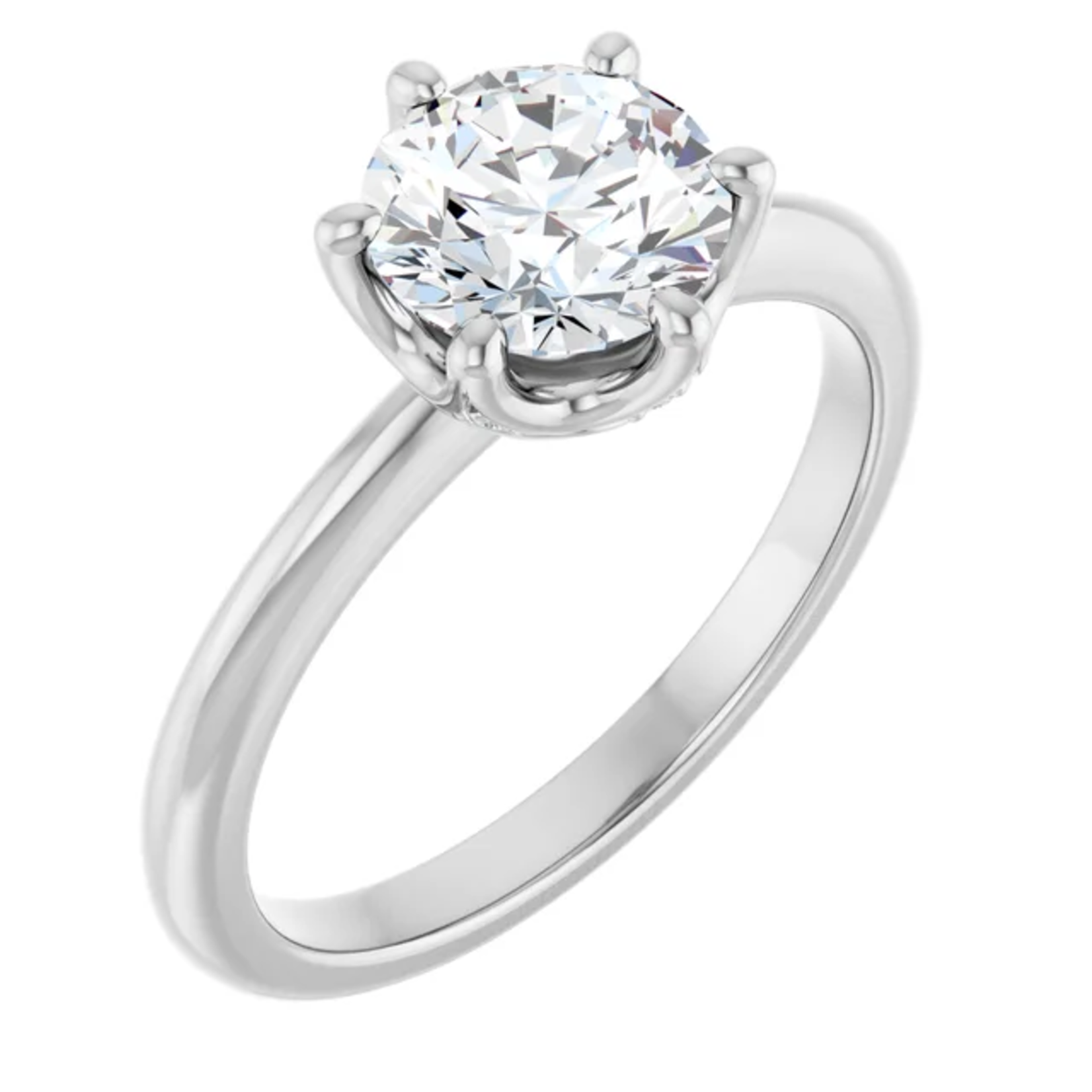 Ever & Ever Round Six Prong with Diamonds Crown