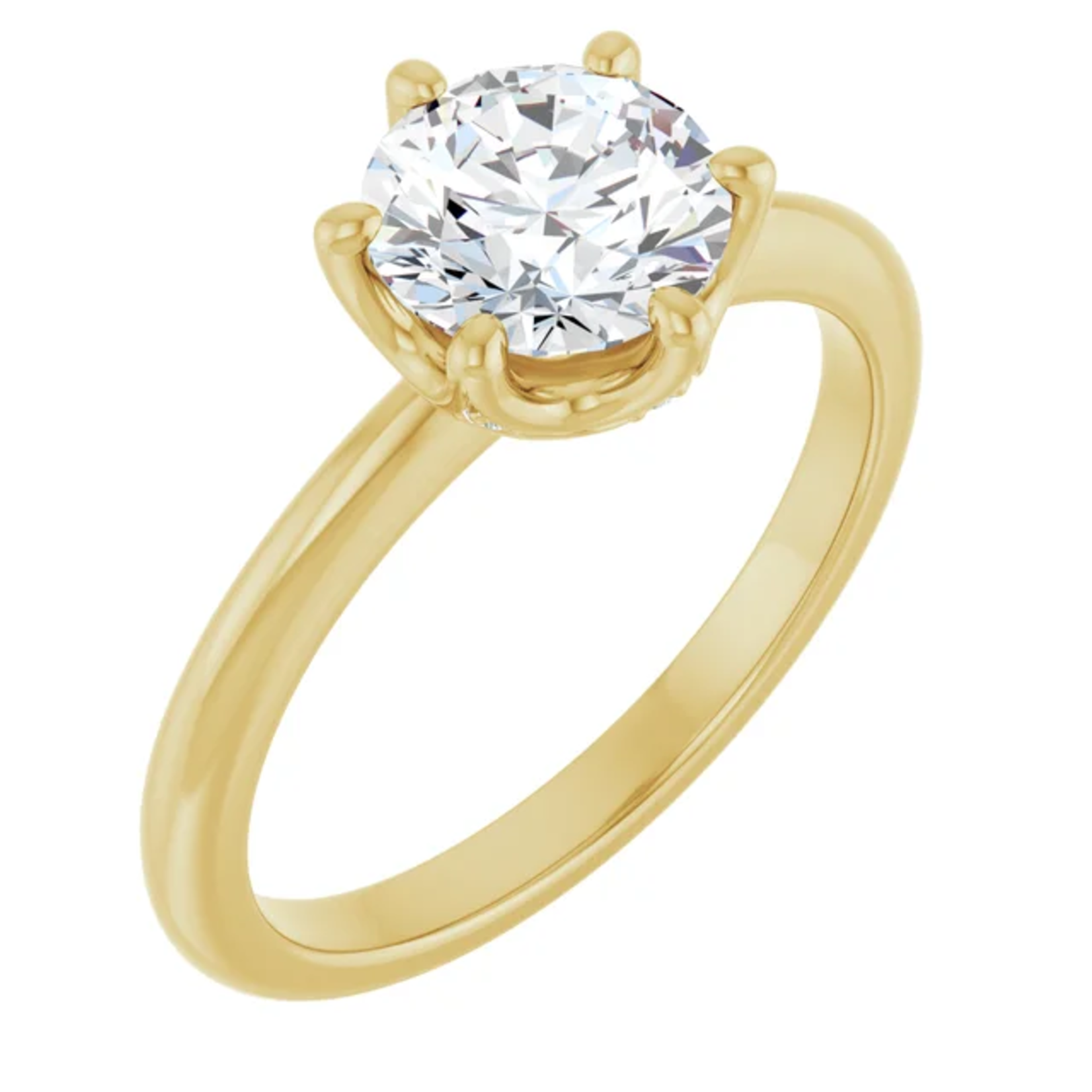 Ever & Ever Round Six Prong with Diamonds Crown
