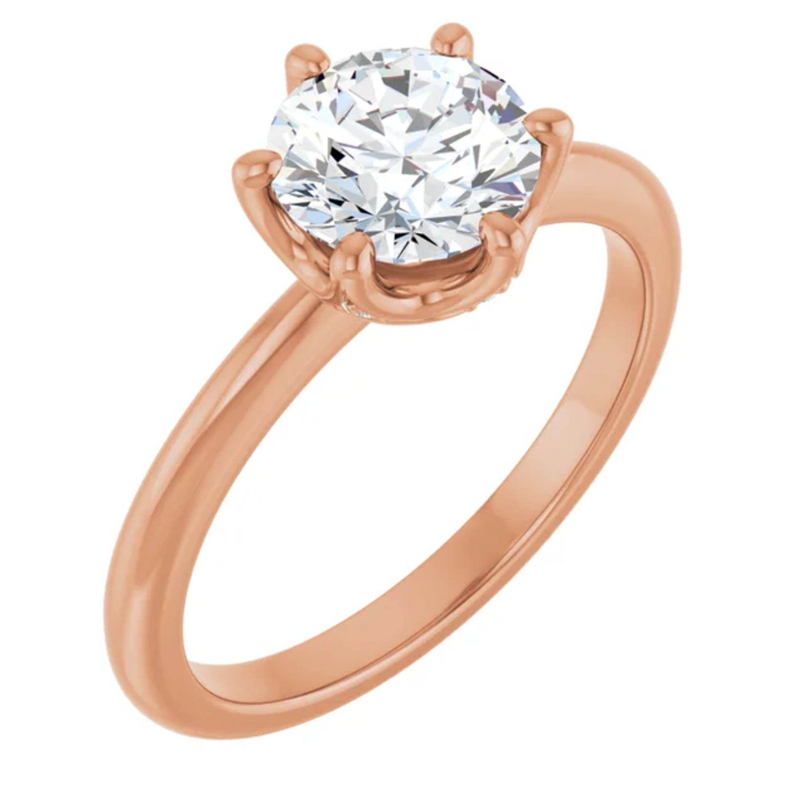 Ever & Ever Round Six Prong with Diamonds Crown