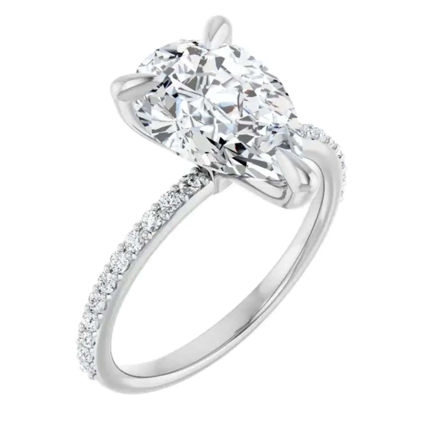 Ever & Ever Pear Ring with Diamond on the Shoulder
