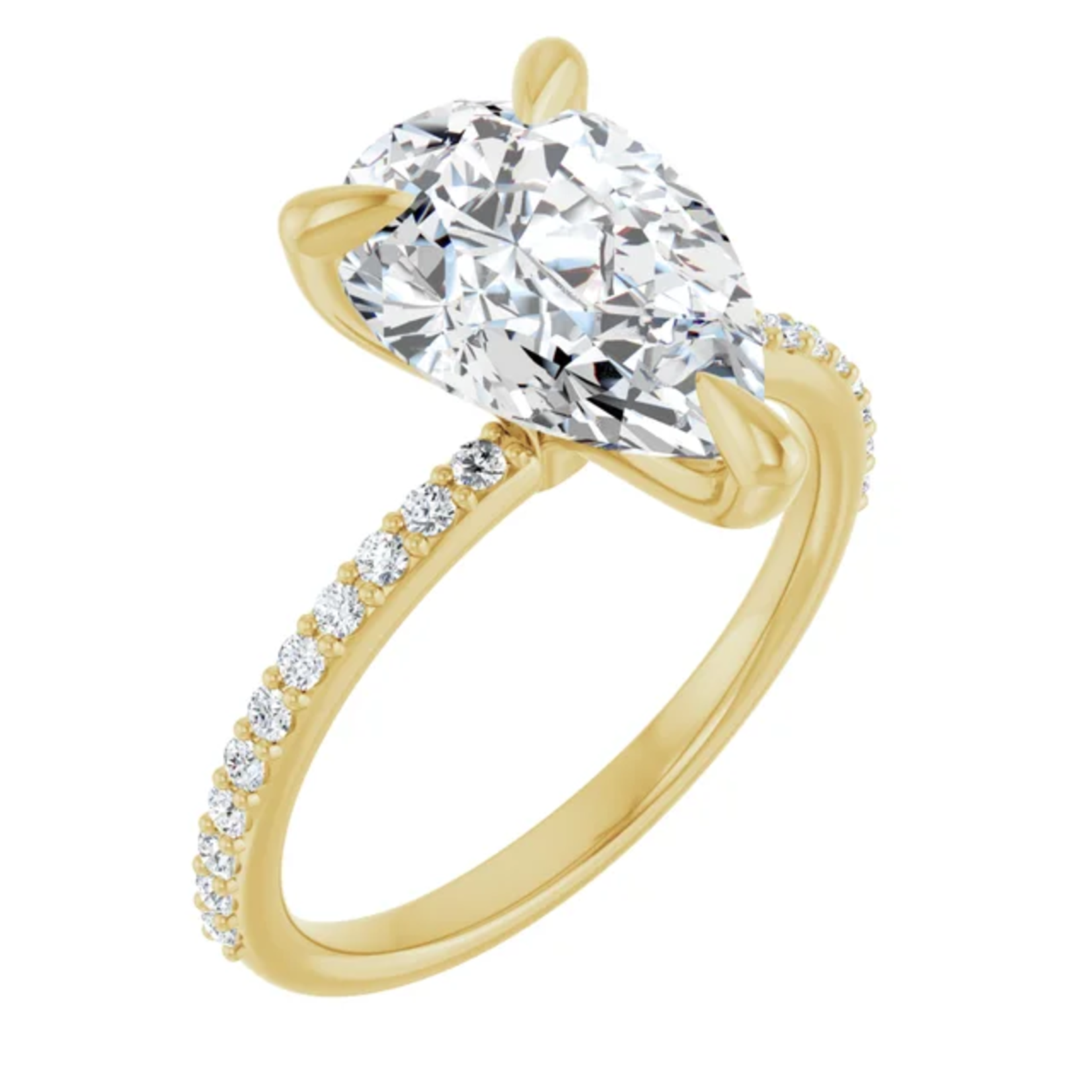 Ever & Ever Pear Ring with Diamond on the Shoulder