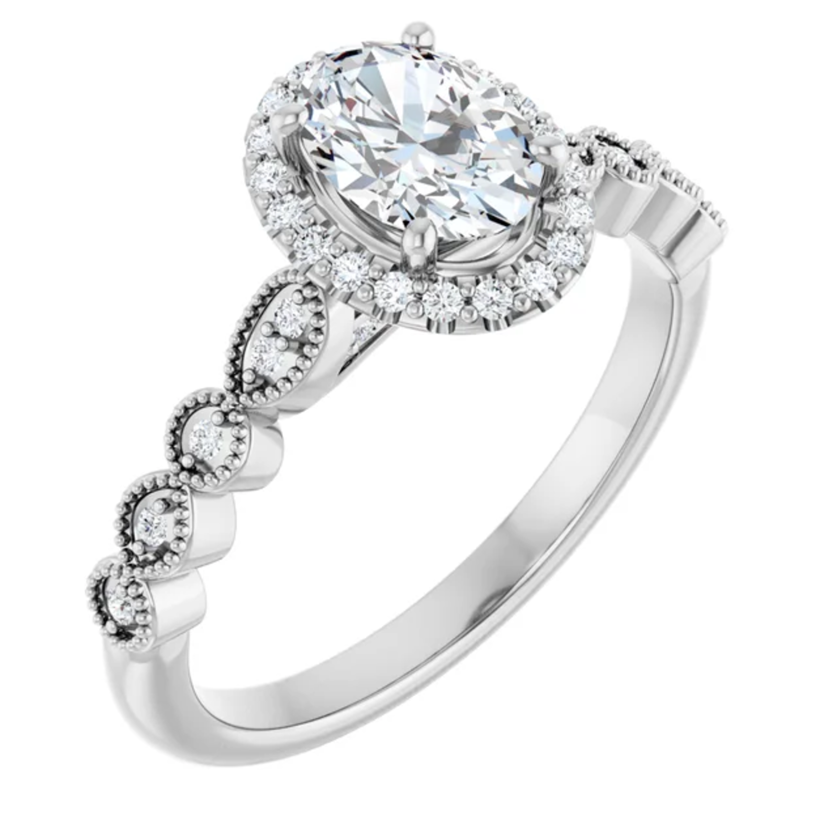 Ever & Ever Vintage Inspired Oval Halo