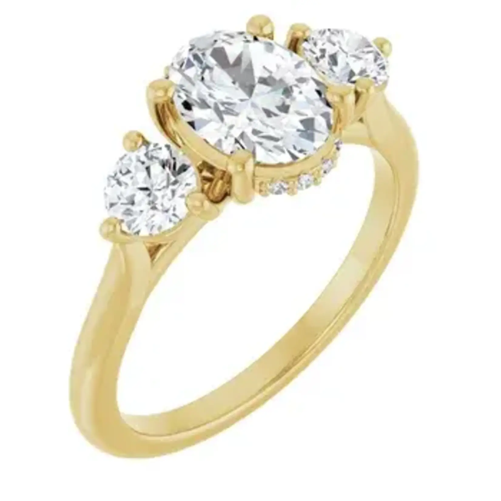 Ever & Ever Oval & Round Three Stone Ring with Hidden Halo