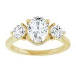 Ever & Ever Oval & Round Three Stone Ring with Hidden Halo